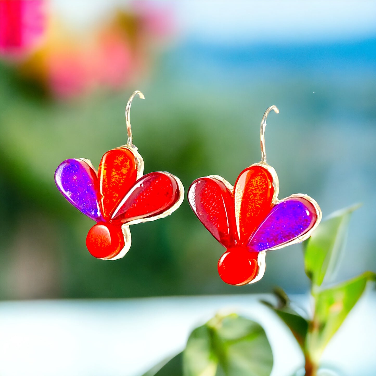 Blossom Earrings in Raspberry, Tangerine, Cherry & Sangria