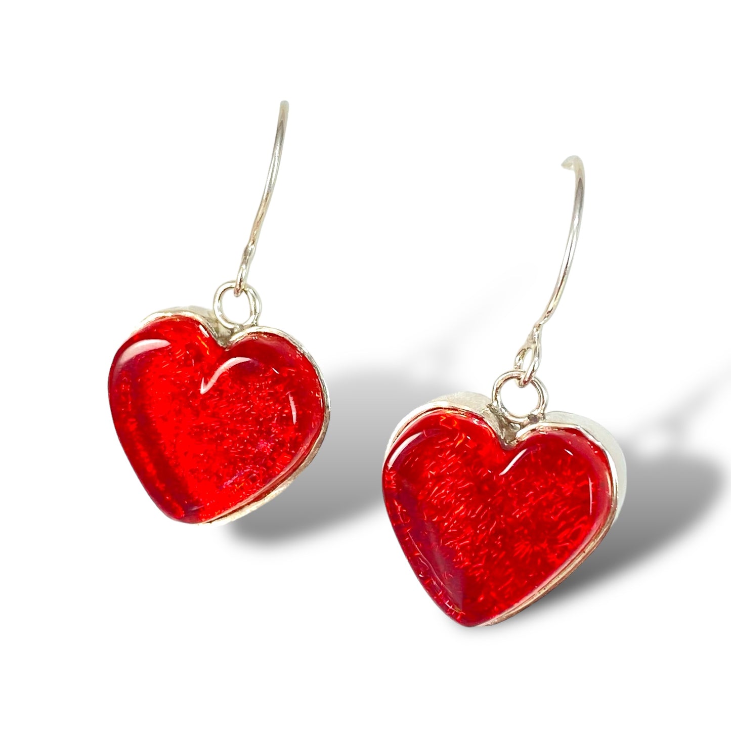 Heart Earrings in Cherry