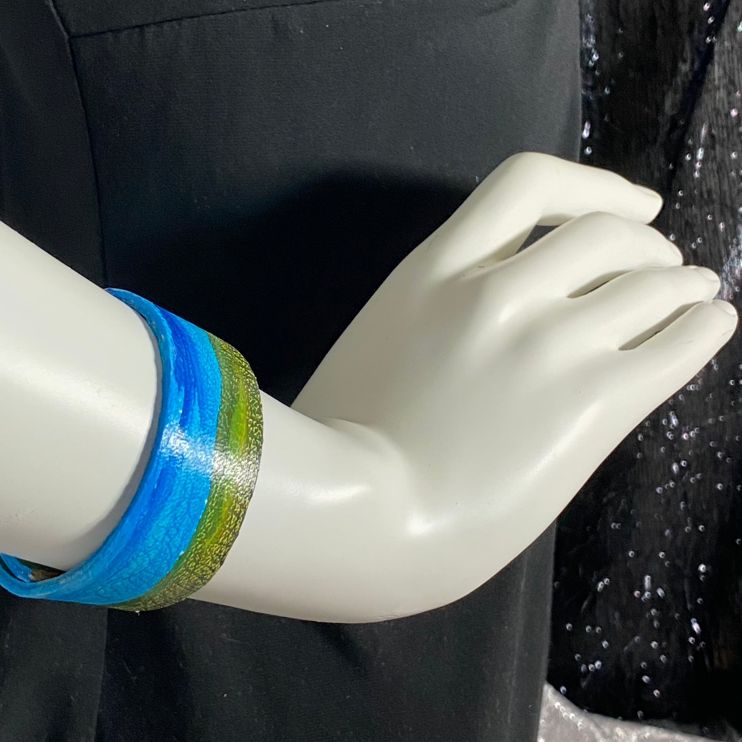 Green Hills Blue Skies Leather Cuff