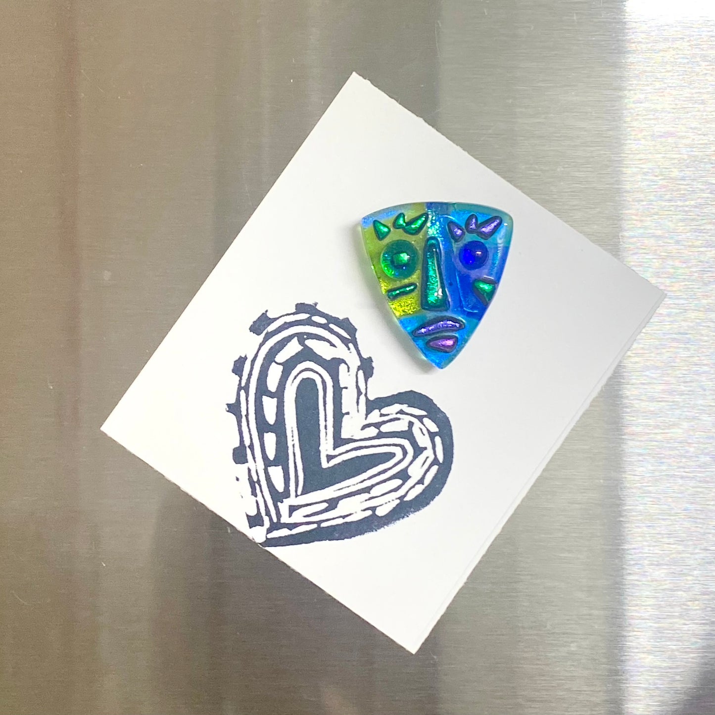 Face Art Magnet in Greens, Blues and Purple