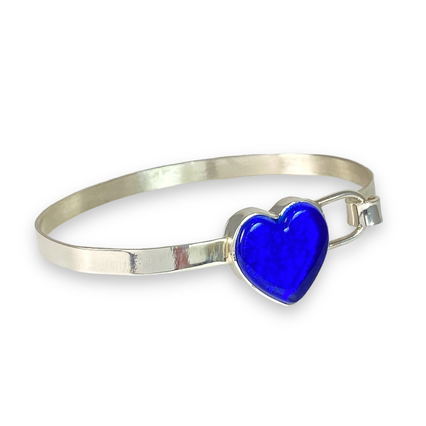 Hand Cut Heart Bracelet in Cobalt Blue