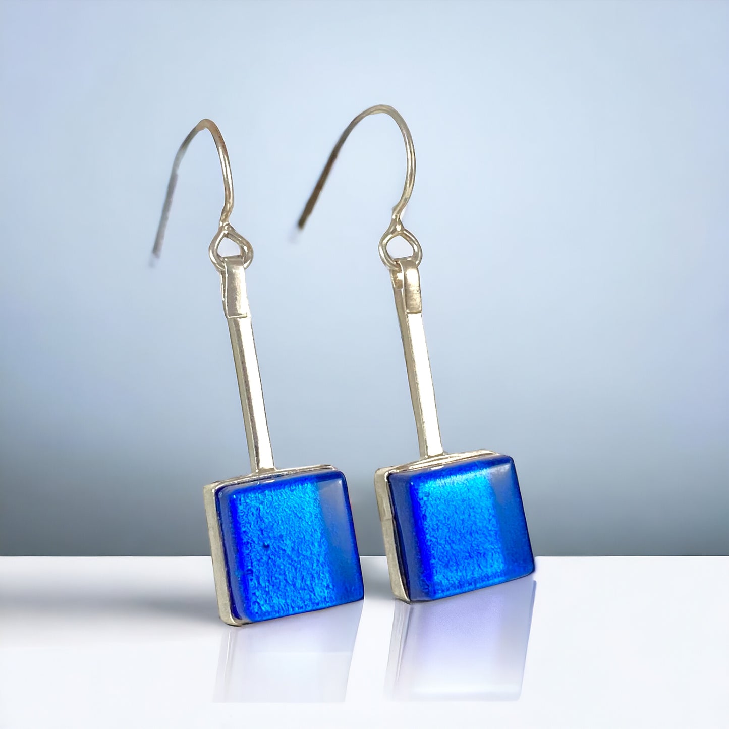 Swing Drop Earrings in Peacock Blue