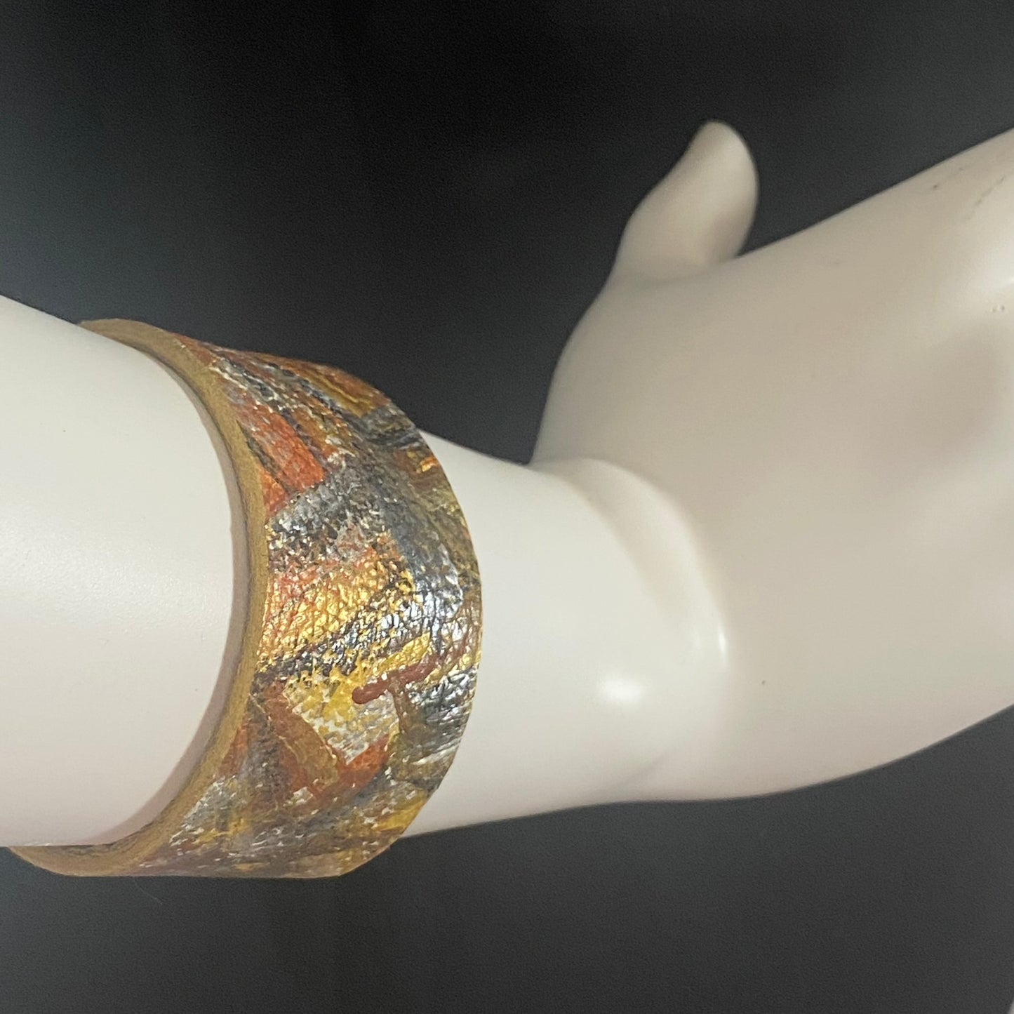 Metal Layers Leather Cuff