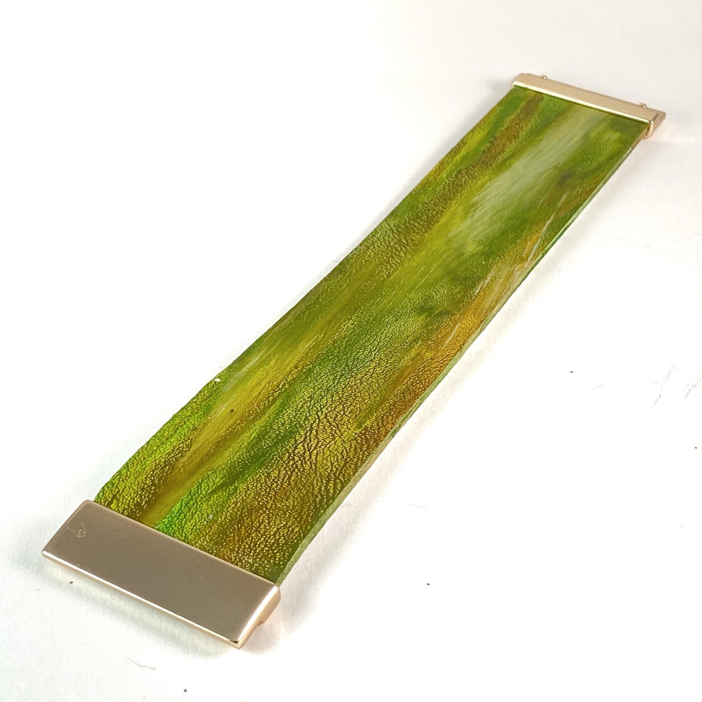 Green Gold Leather Cuff