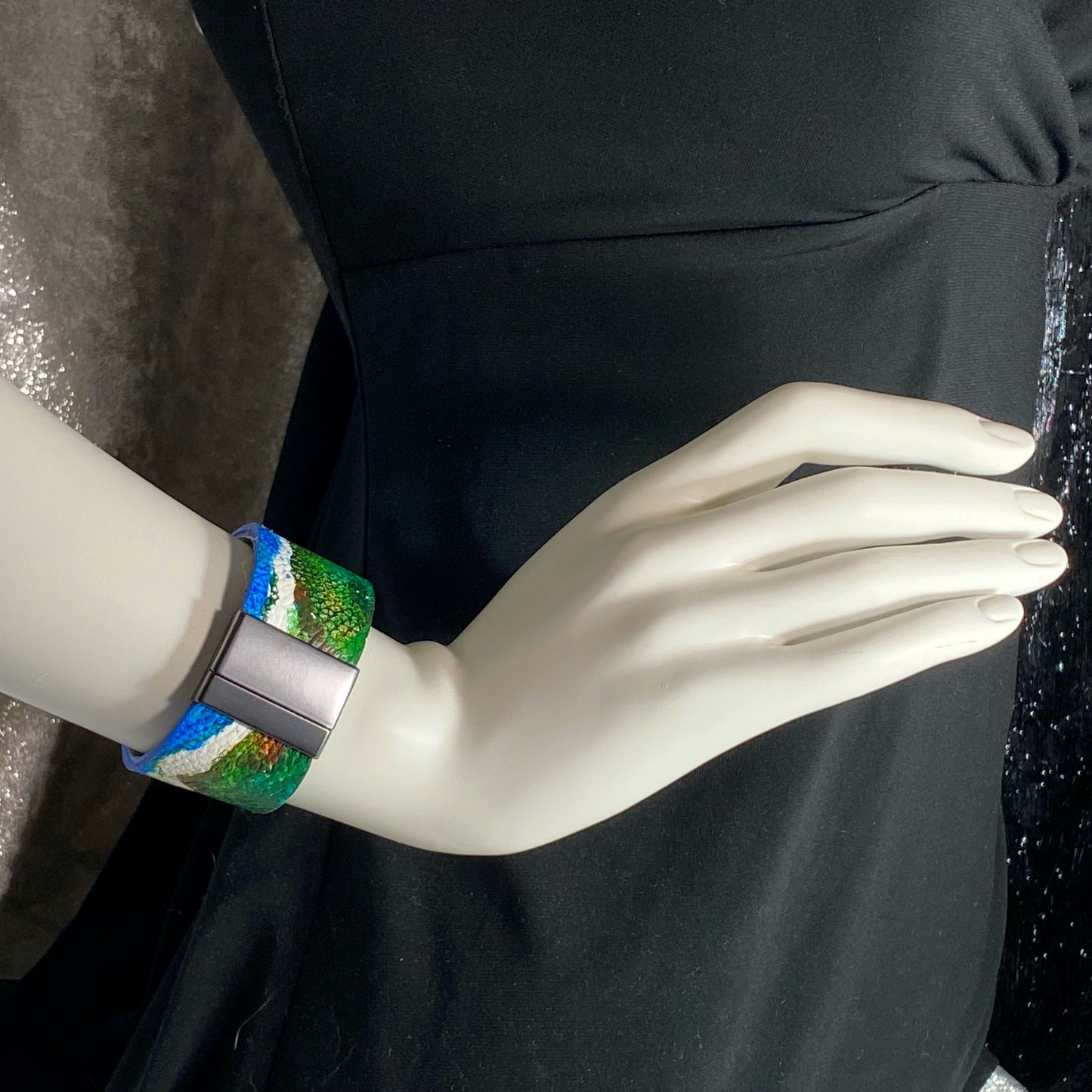Snow Capped Mountains Leather Cuff