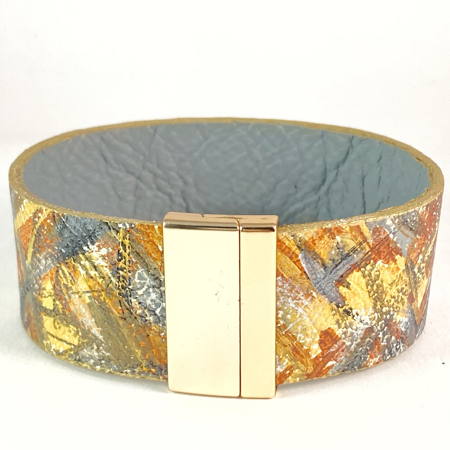 Metal Layers Leather Cuff