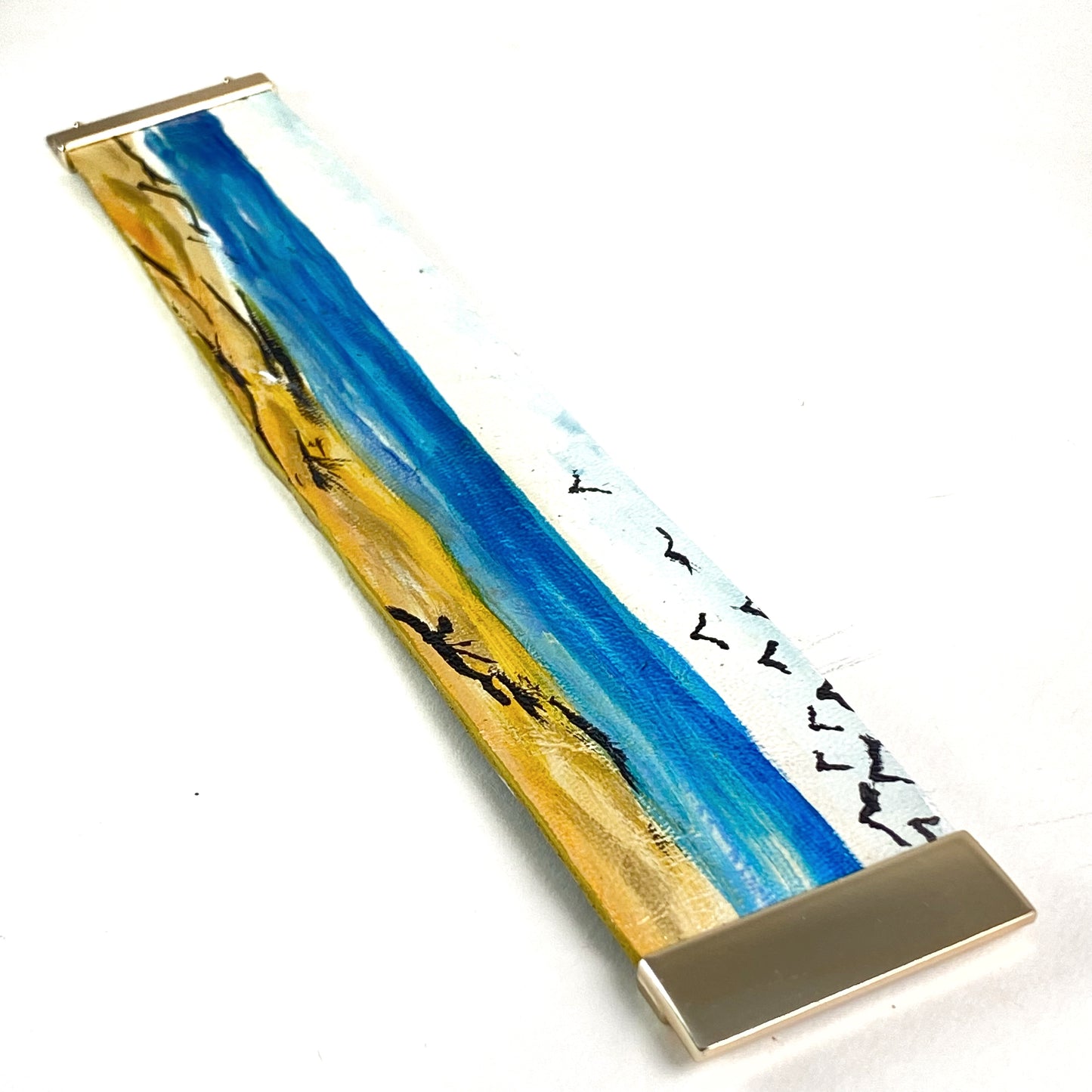 Lake View with Driftwood Leather Cuff