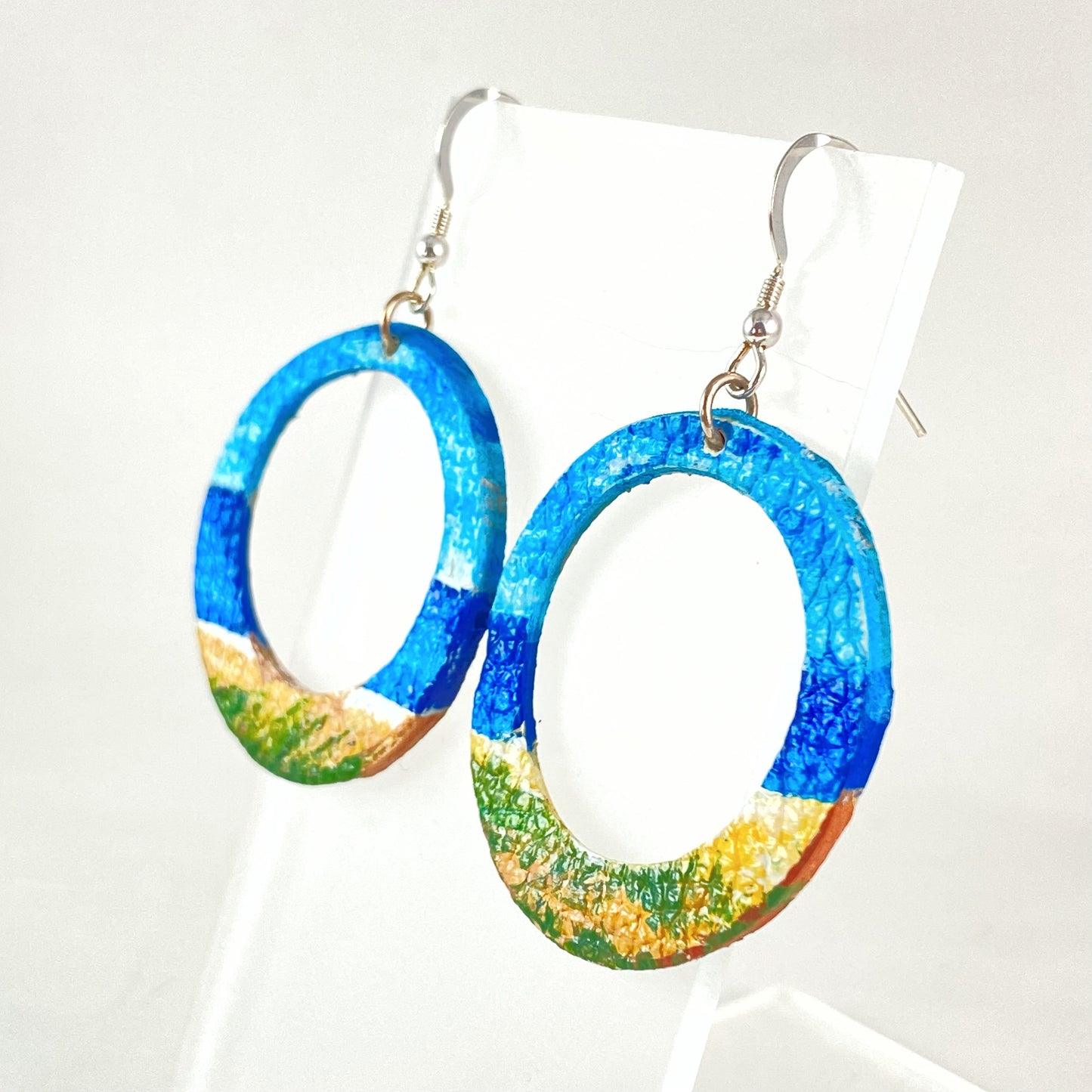 Beach Scene Circle Earrings