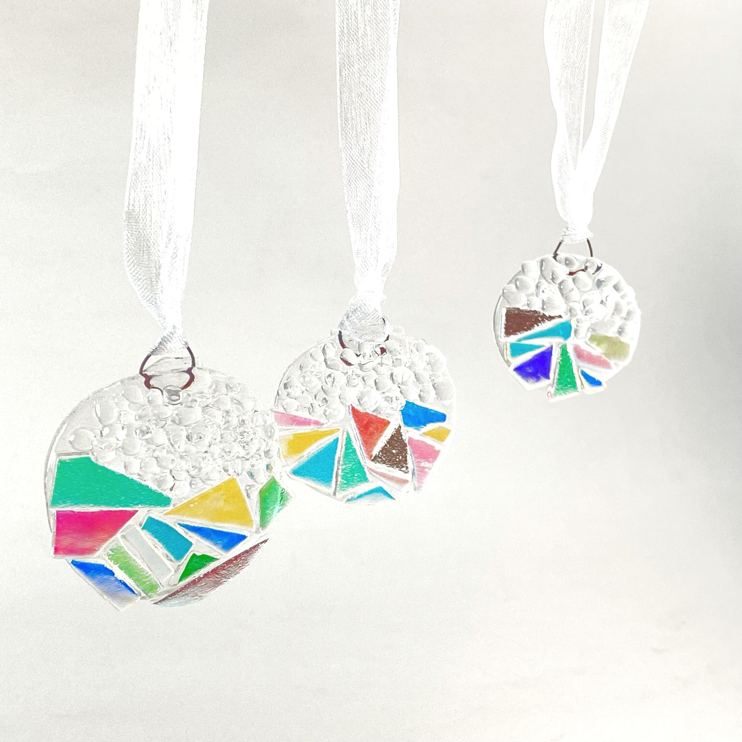 Three (3) Circle Landscape Ornaments in Dichroic