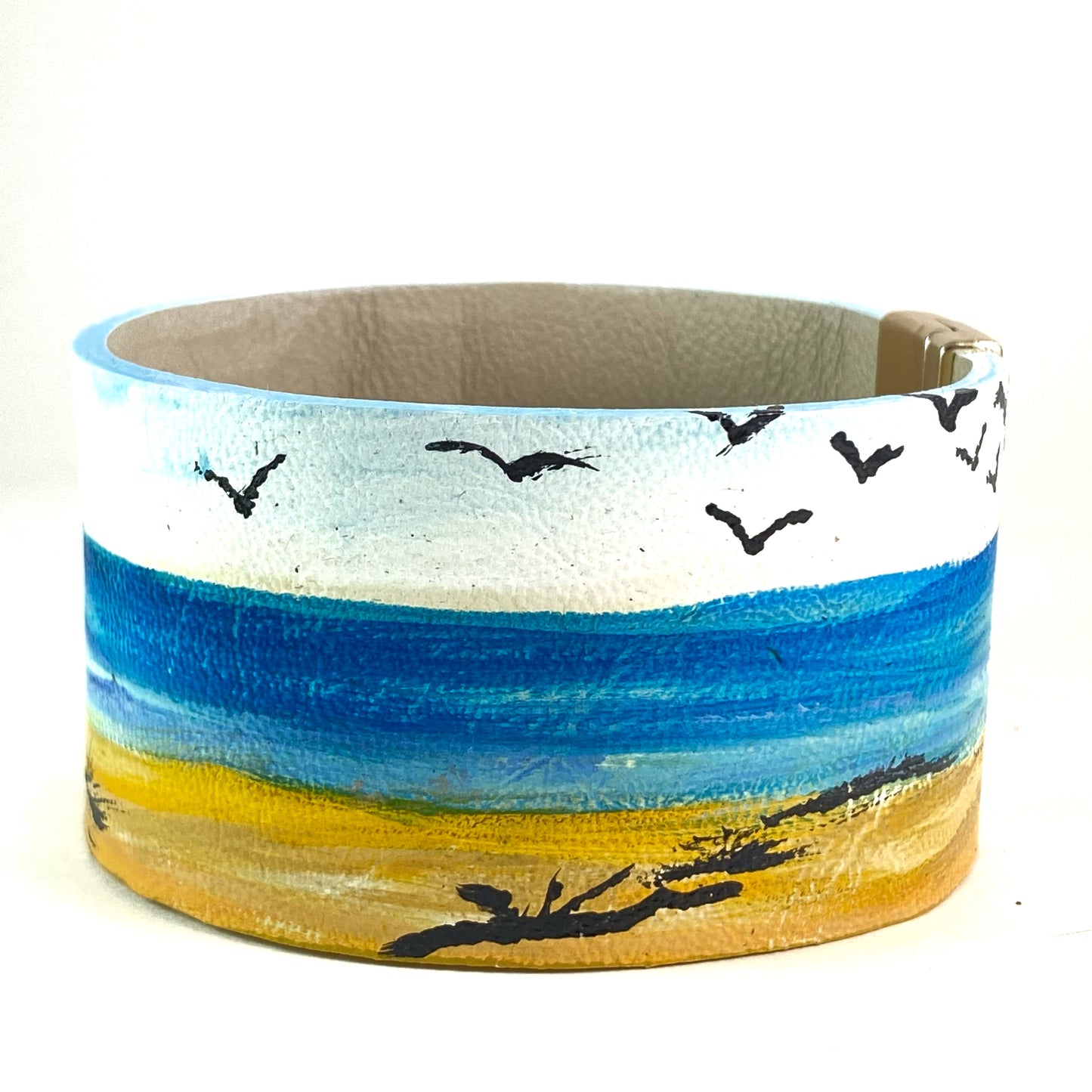 Lake View with Driftwood Leather Cuff