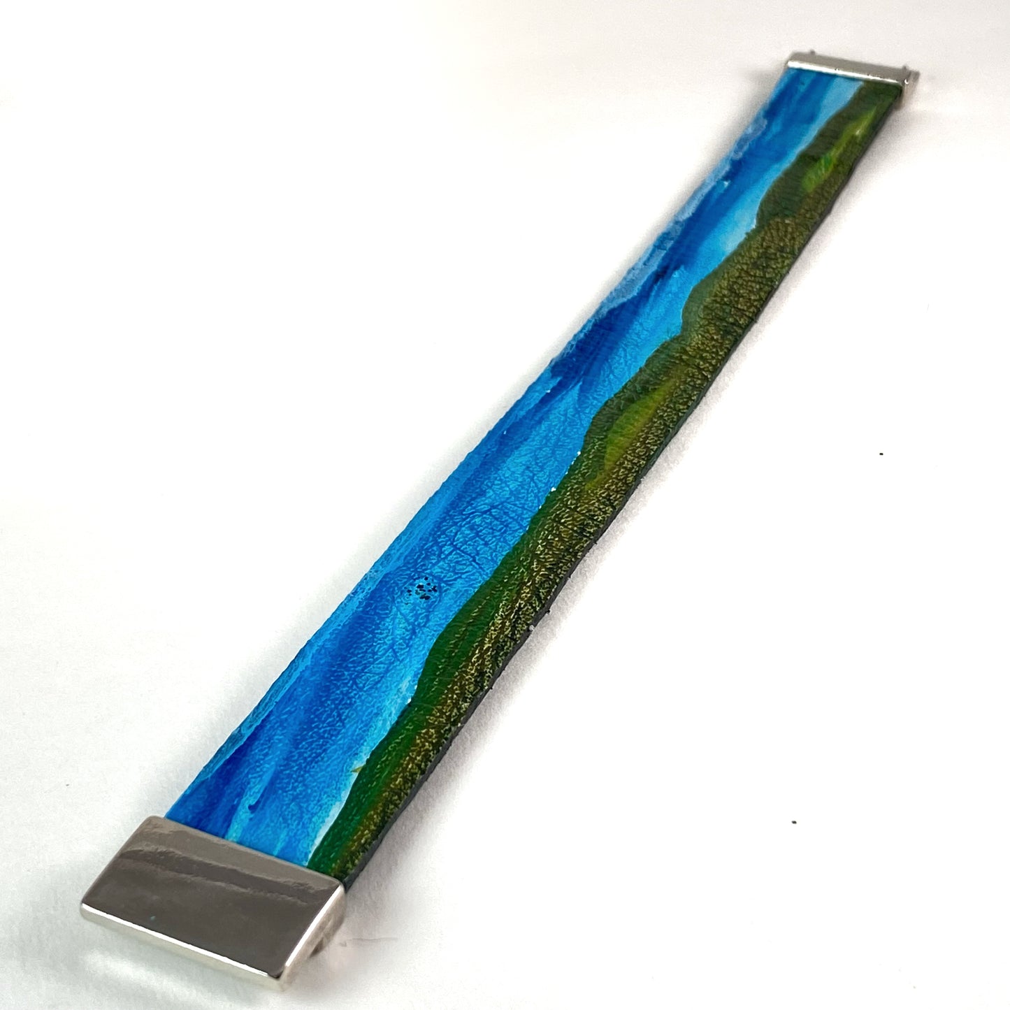 Green Hills Blue Skies Leather Cuff