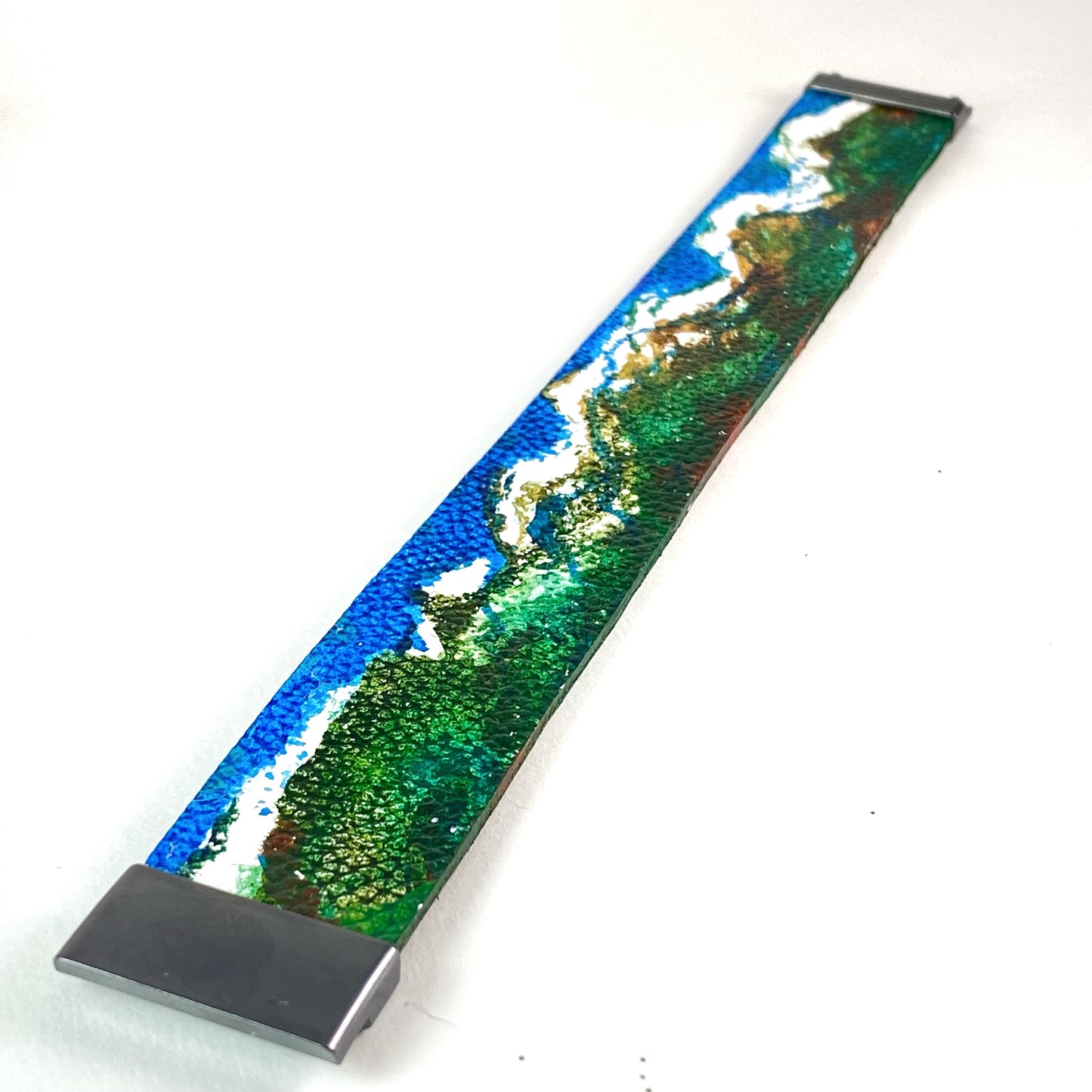 Snow Capped Mountains Leather Cuff