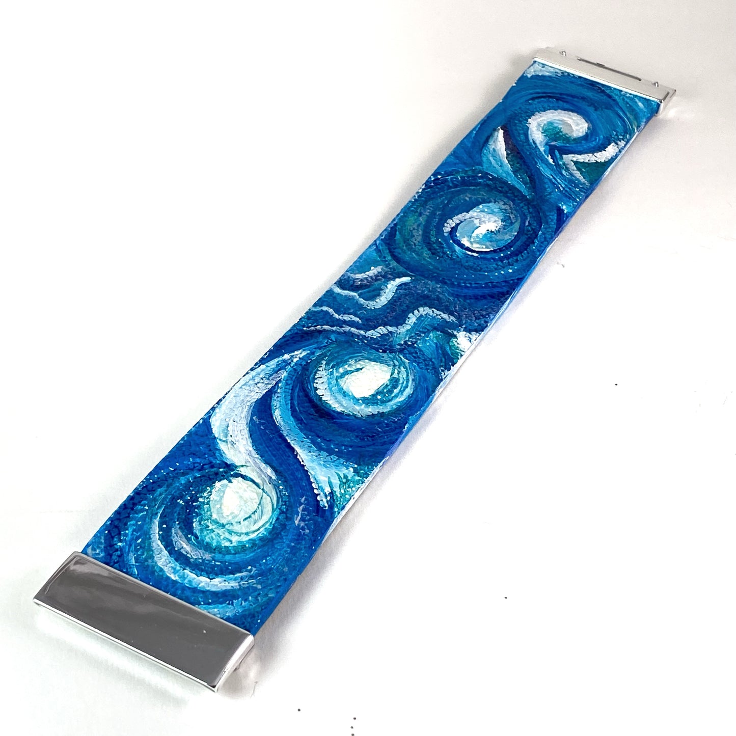Blue Swirls Leather Cuff