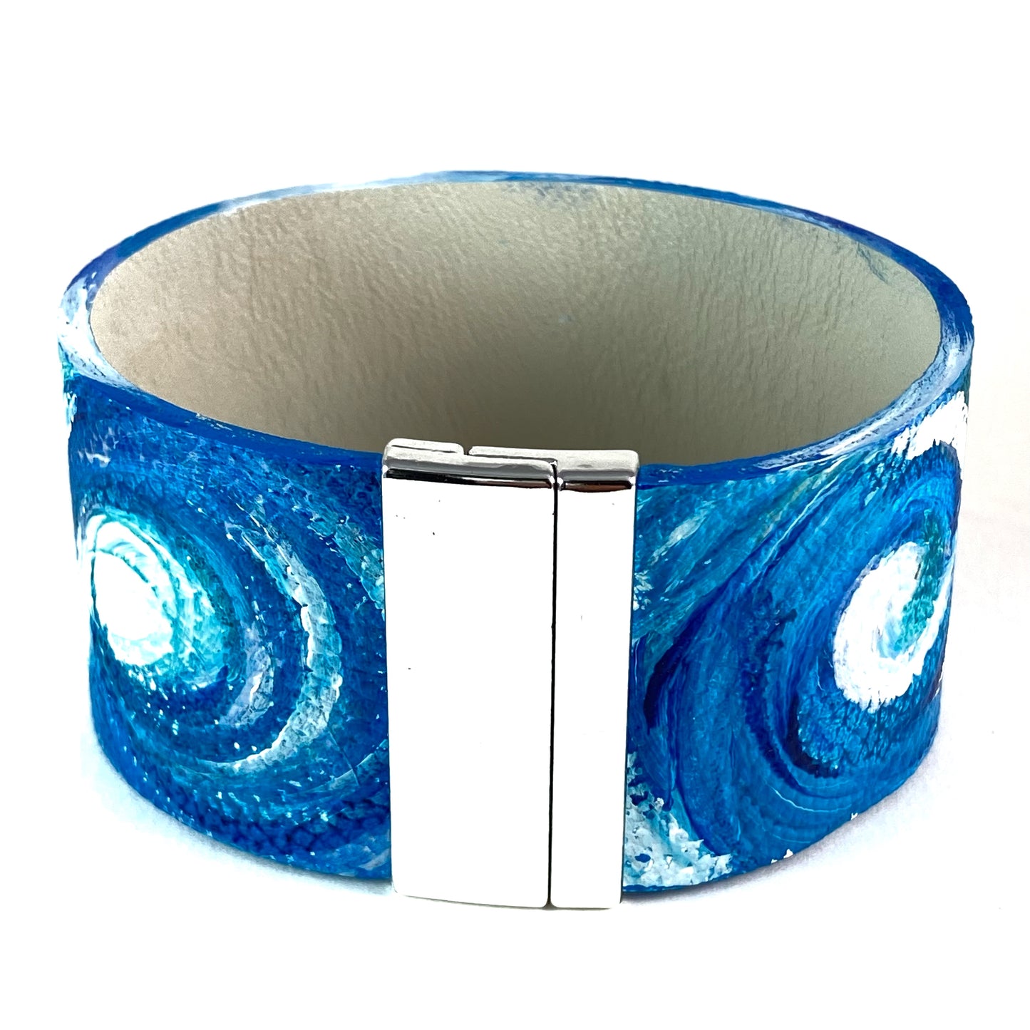 Blue Swirls Leather Cuff