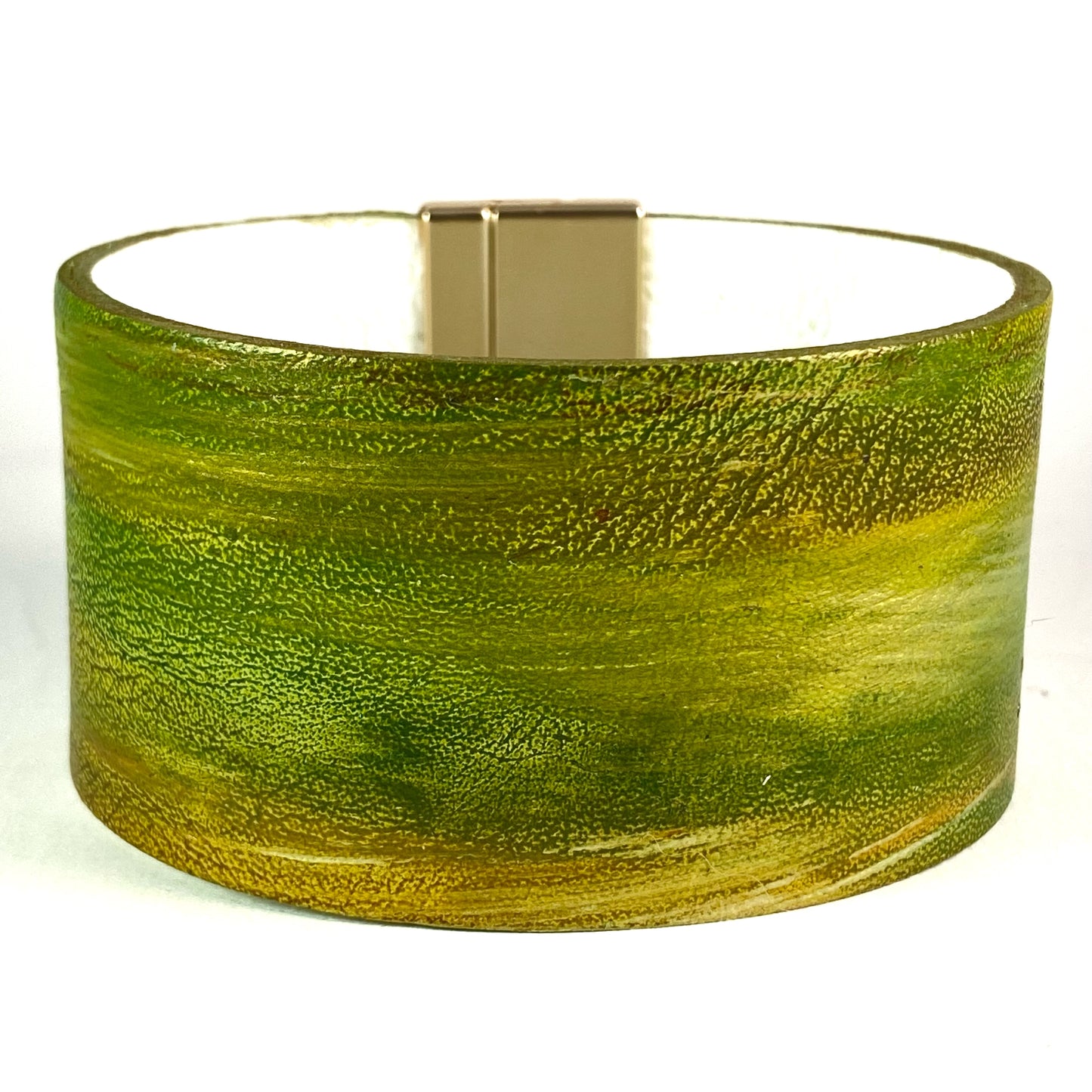 Green Gold Leather Cuff