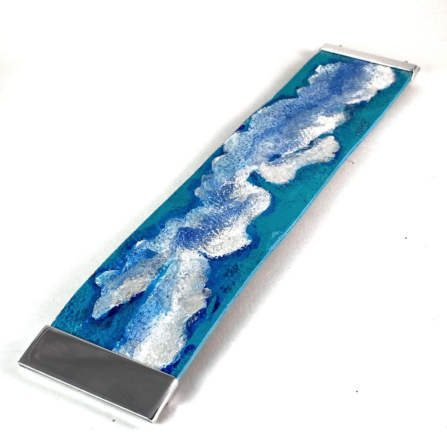 Silver Storm Clouds Leather Cuff