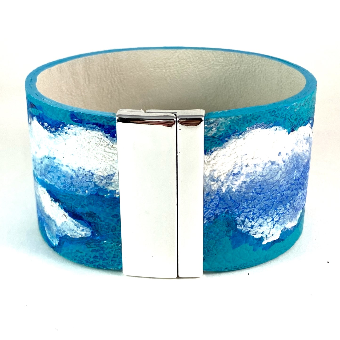 Silver Storm Clouds Leather Cuff