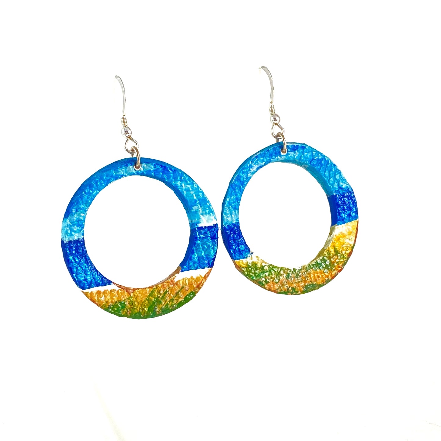 Beach Scene Circle Earrings