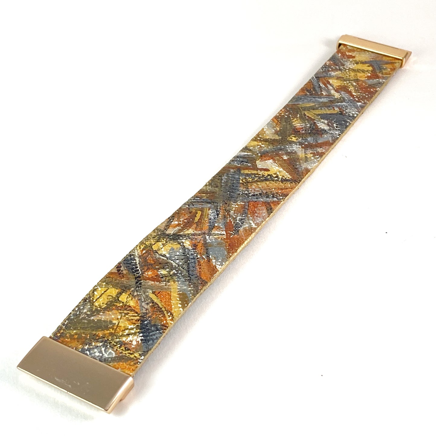 Metal Layers Leather Cuff
