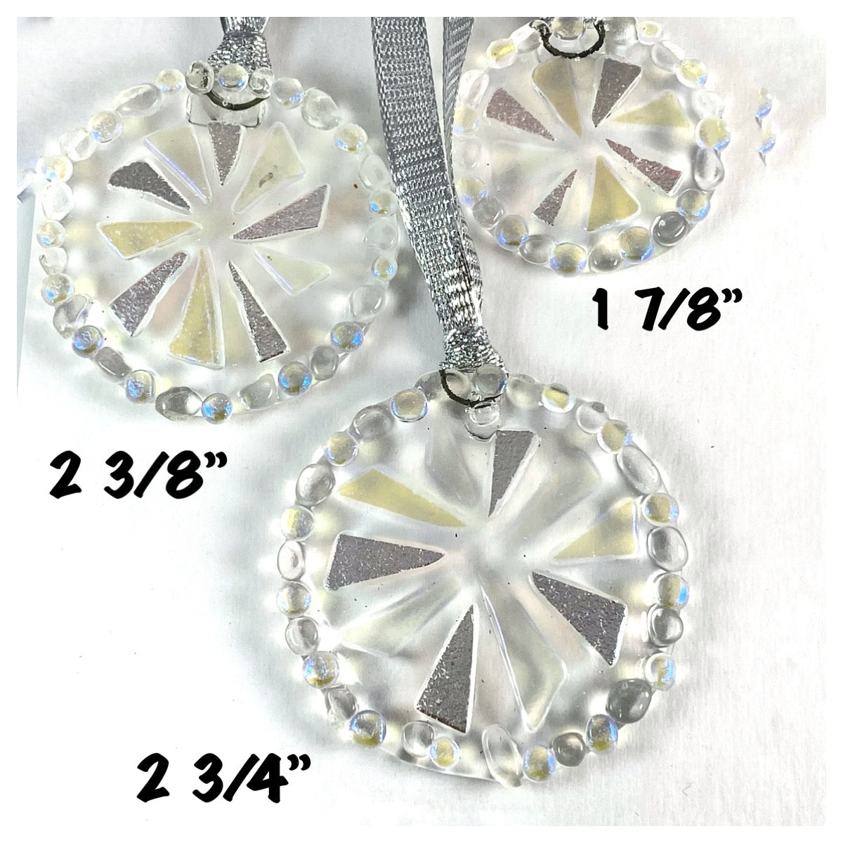 Three (3) Pinwheel Abstract Ornaments in Dichroic