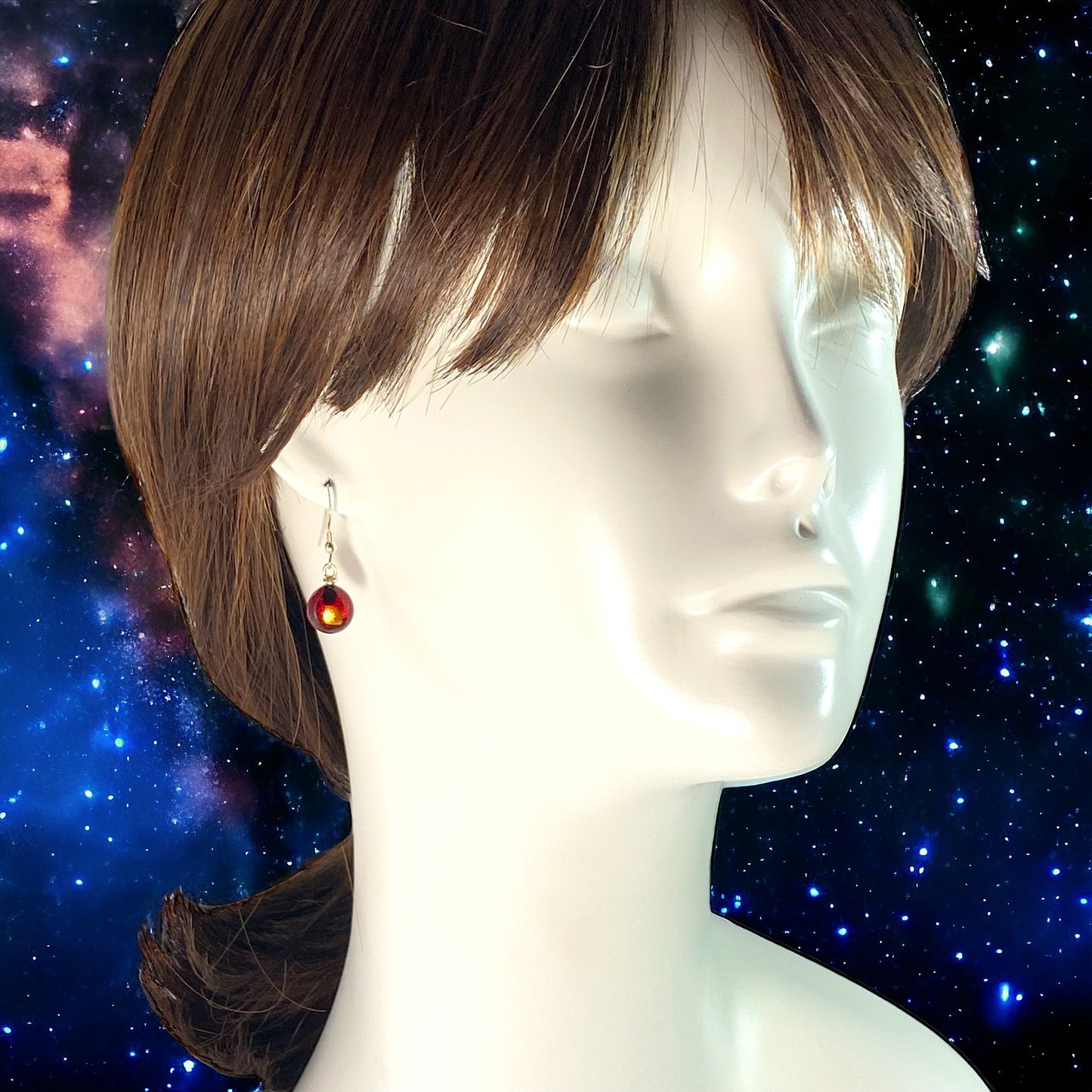 Space Ball Earrings in Rust