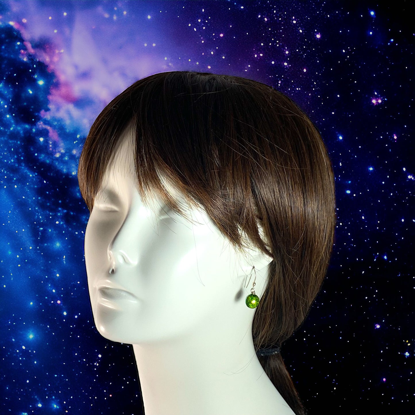 Space Ball Earrings in Forest