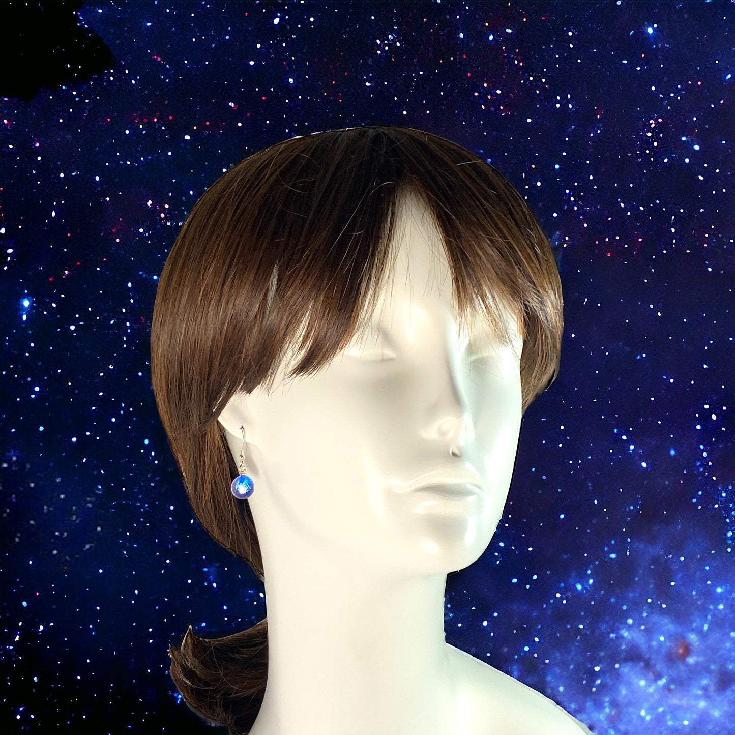 Space Ball Earrings in Sapphire Blue