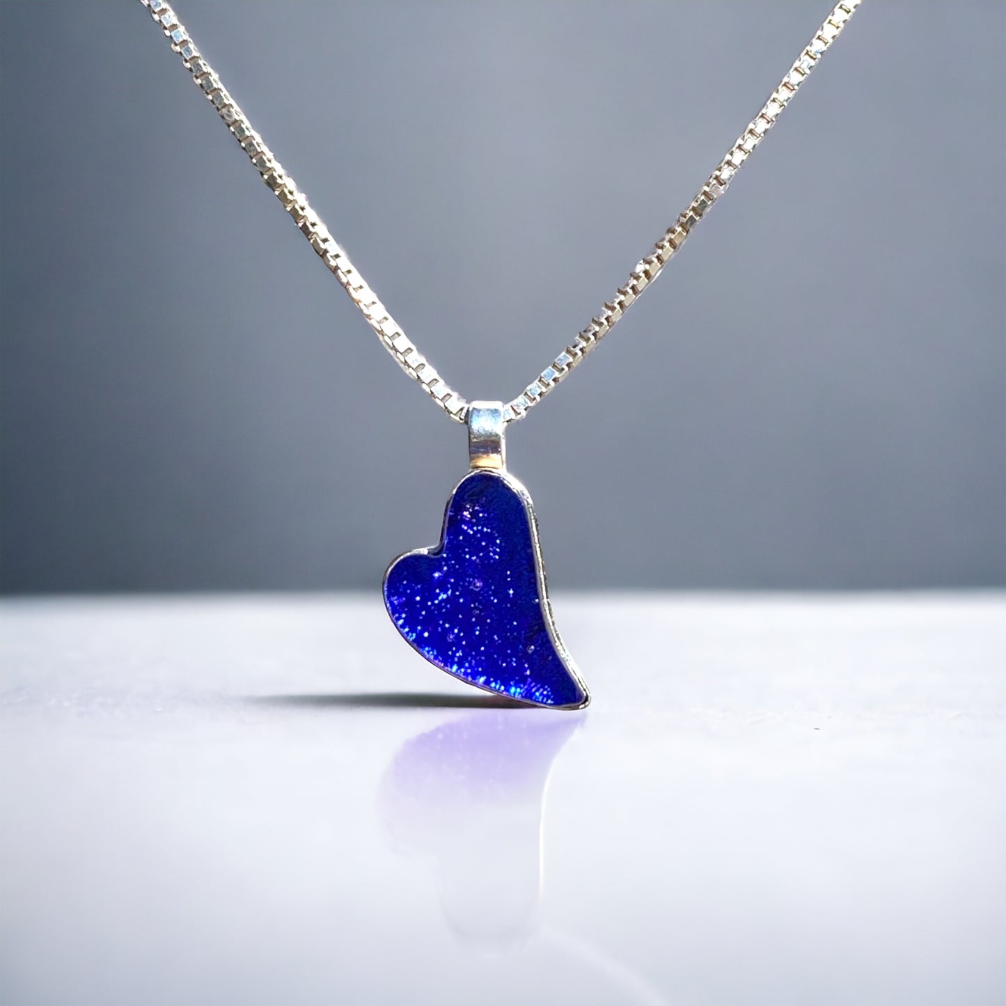 Small Curved Heart Necklace in Grape