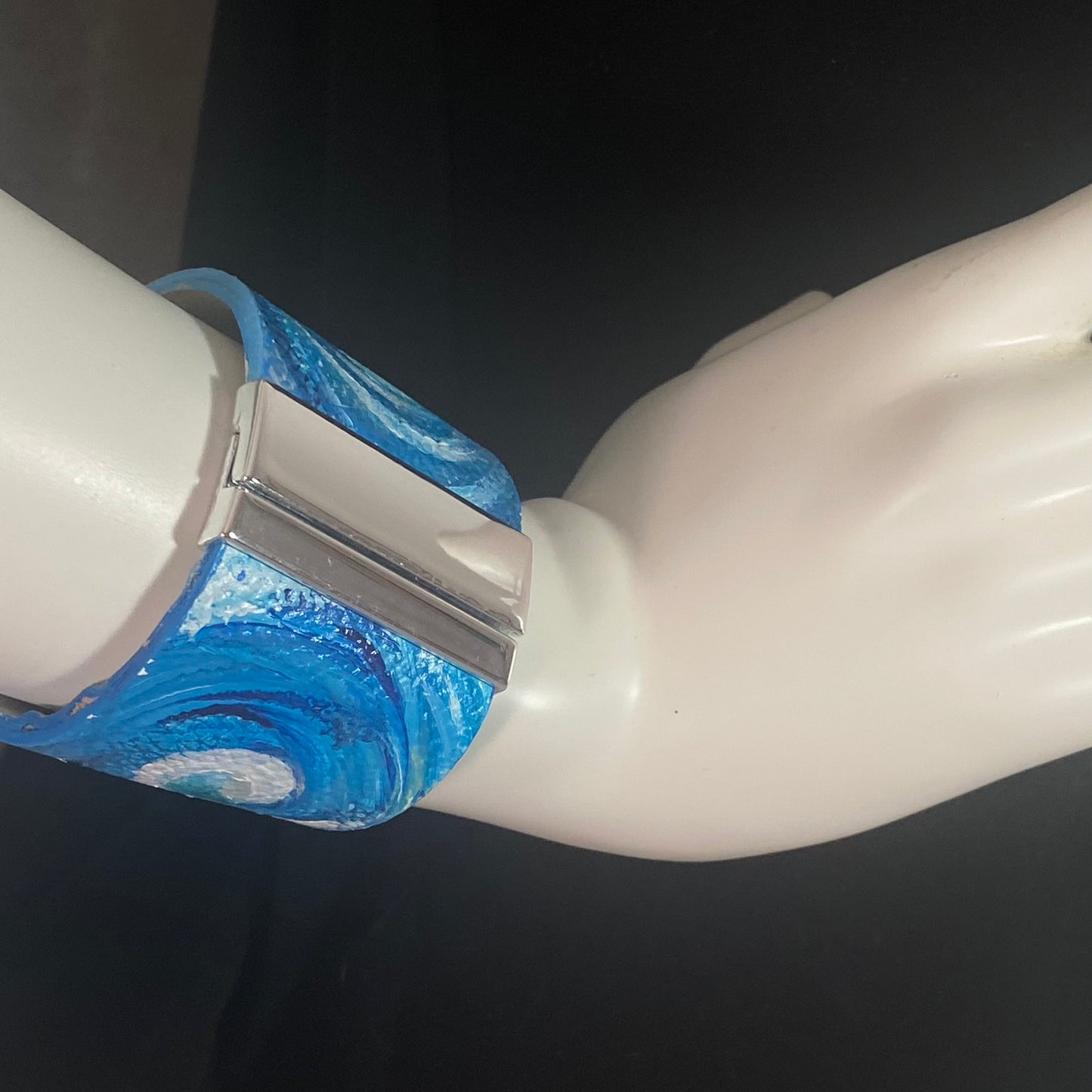 Blue Swirls Leather Cuff