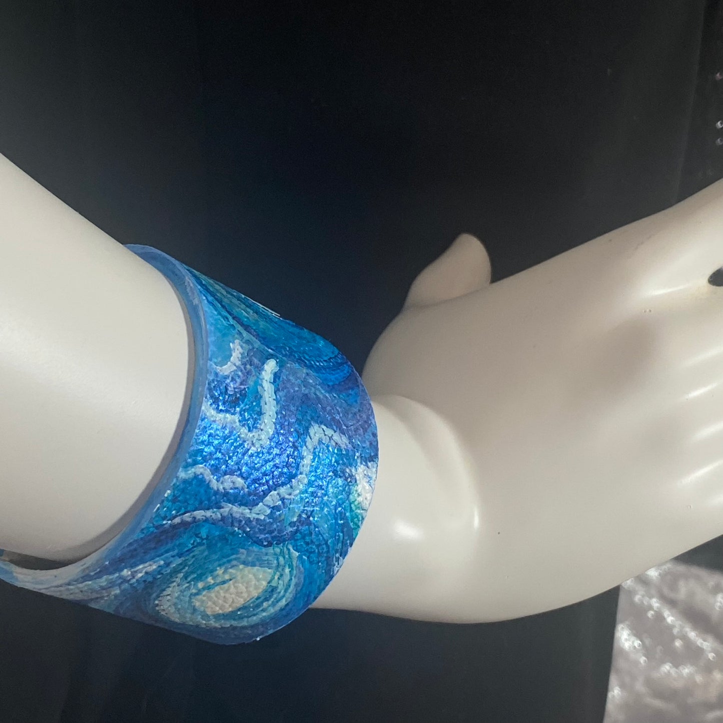 Blue Swirls Leather Cuff