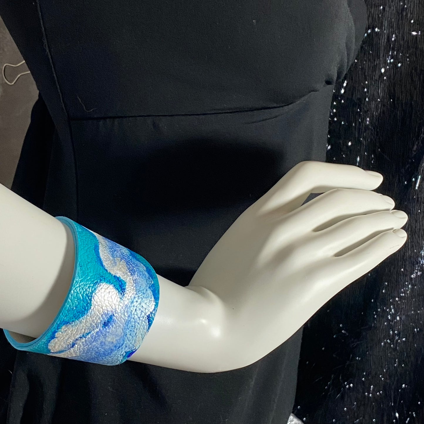 Silver Storm Clouds Leather Cuff