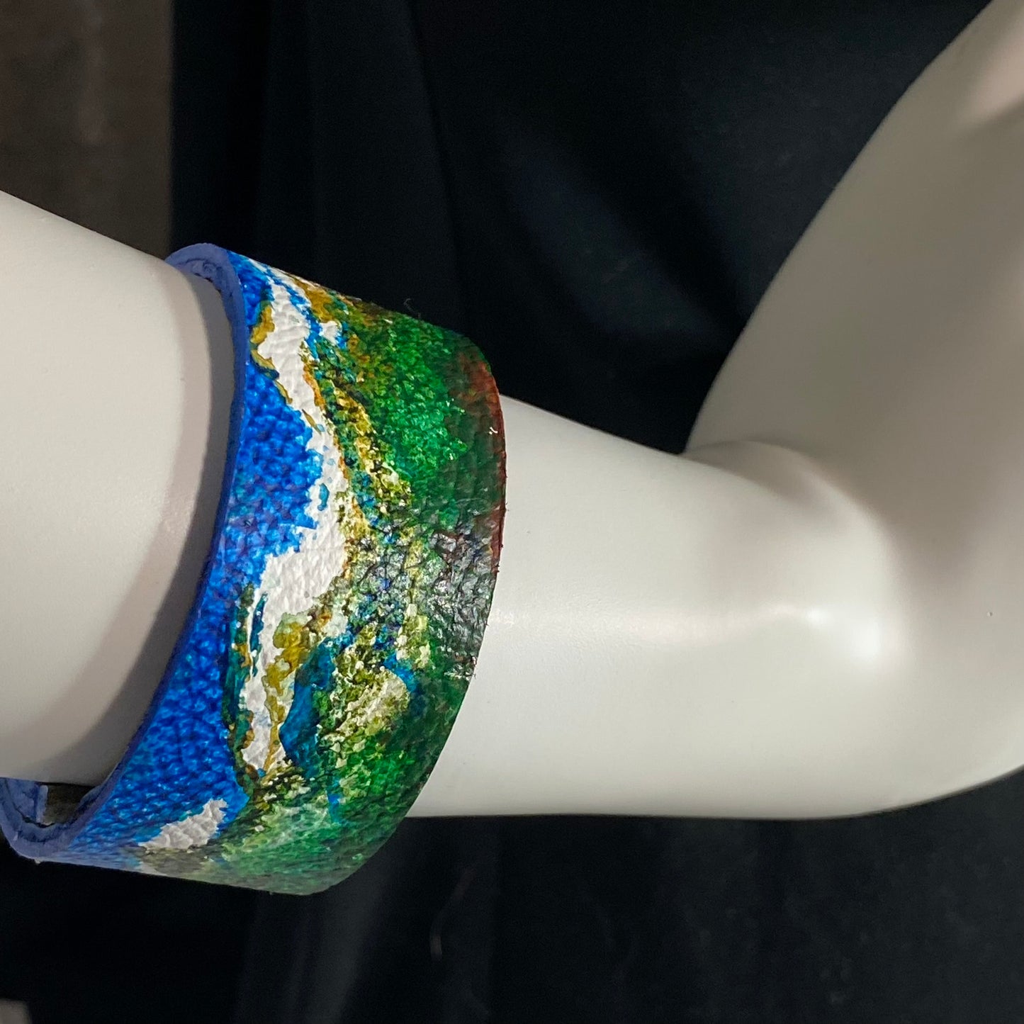 Snow Capped Mountains Leather Cuff
