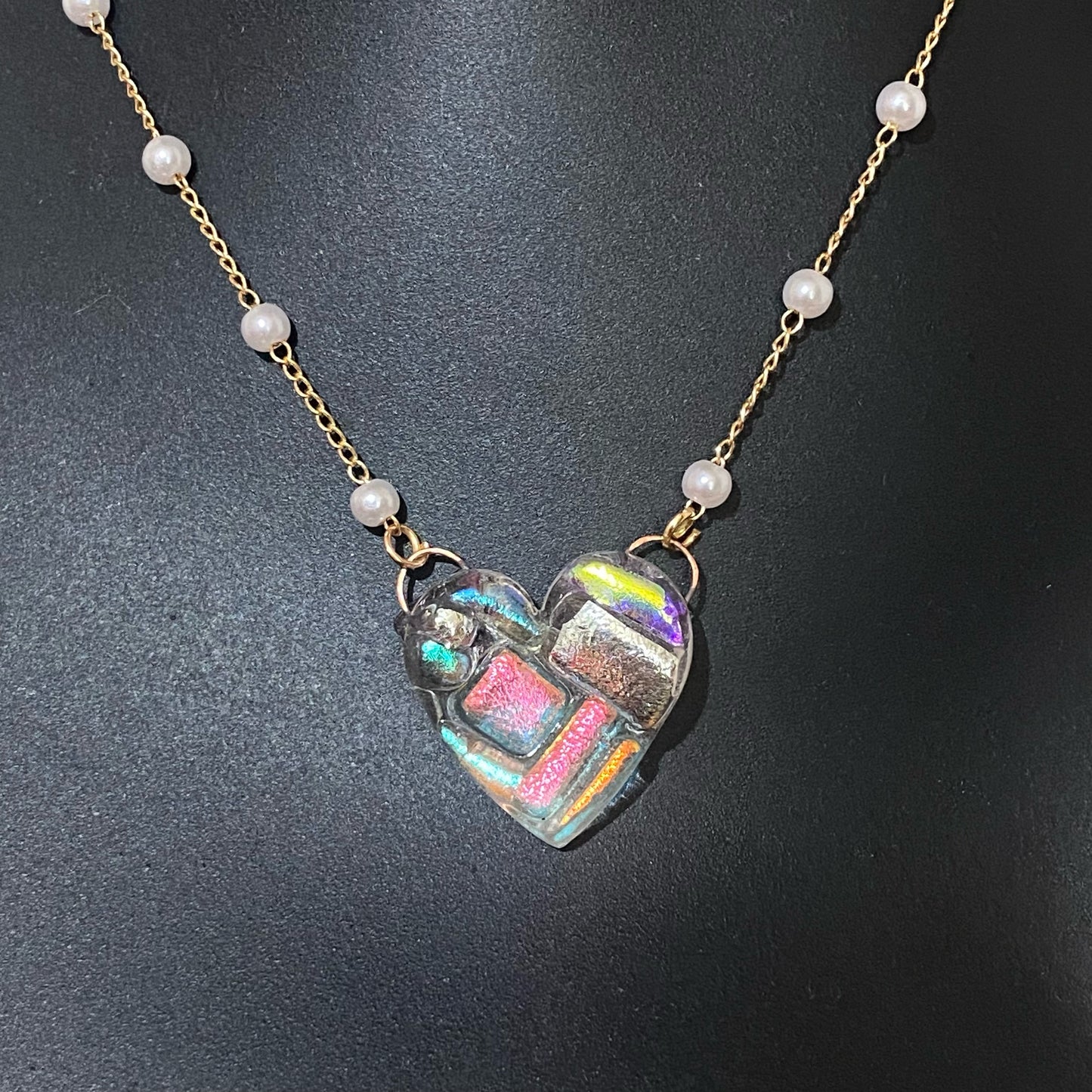Dichroic Glass Heart Necklace (e)