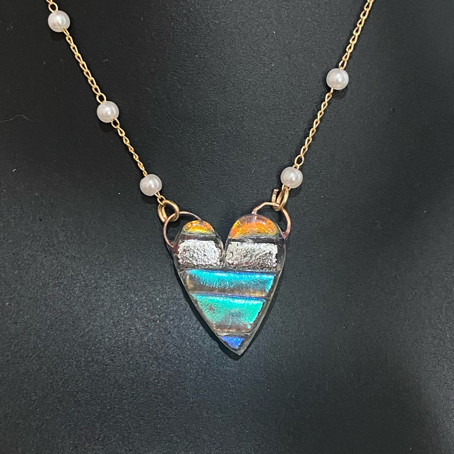 Dichroic Glass Heart Necklace (b)