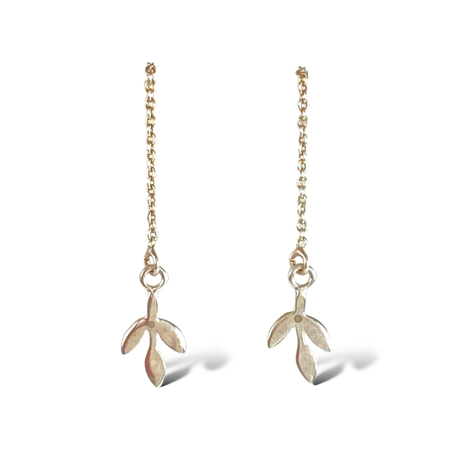 Silver Leaf Threader Earrings