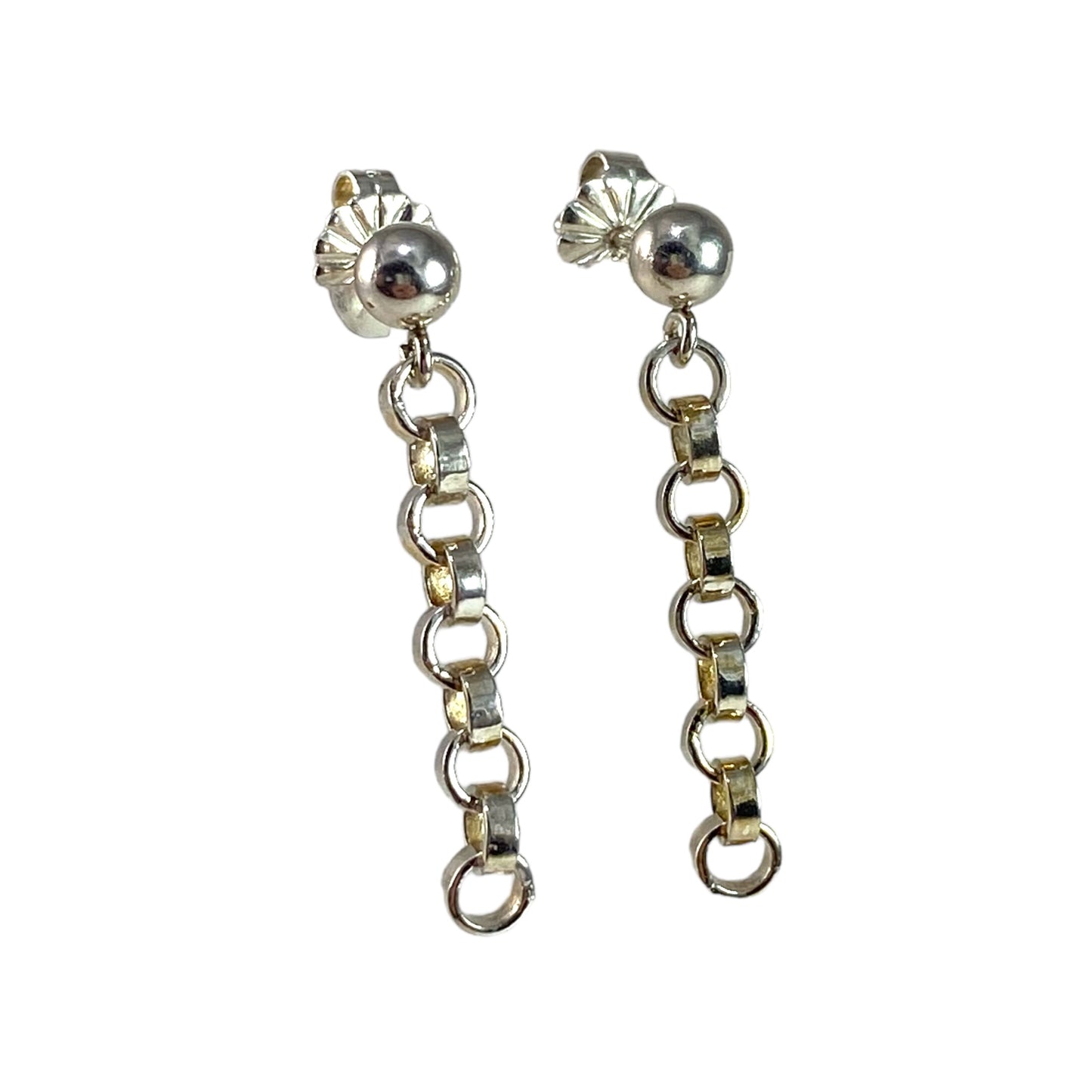 Open Circle Flat Chain Ball Post Earrings