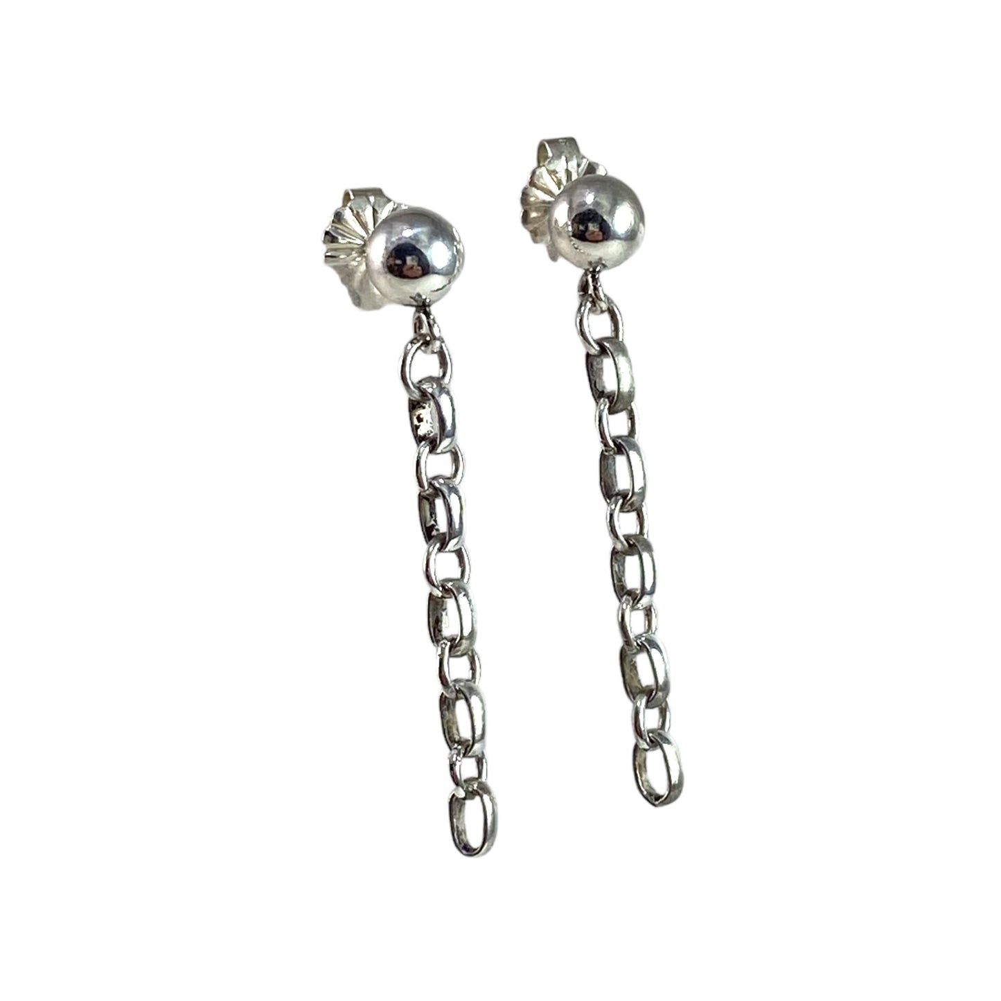 Small Rolo Linked Chain Ball Post Earrings