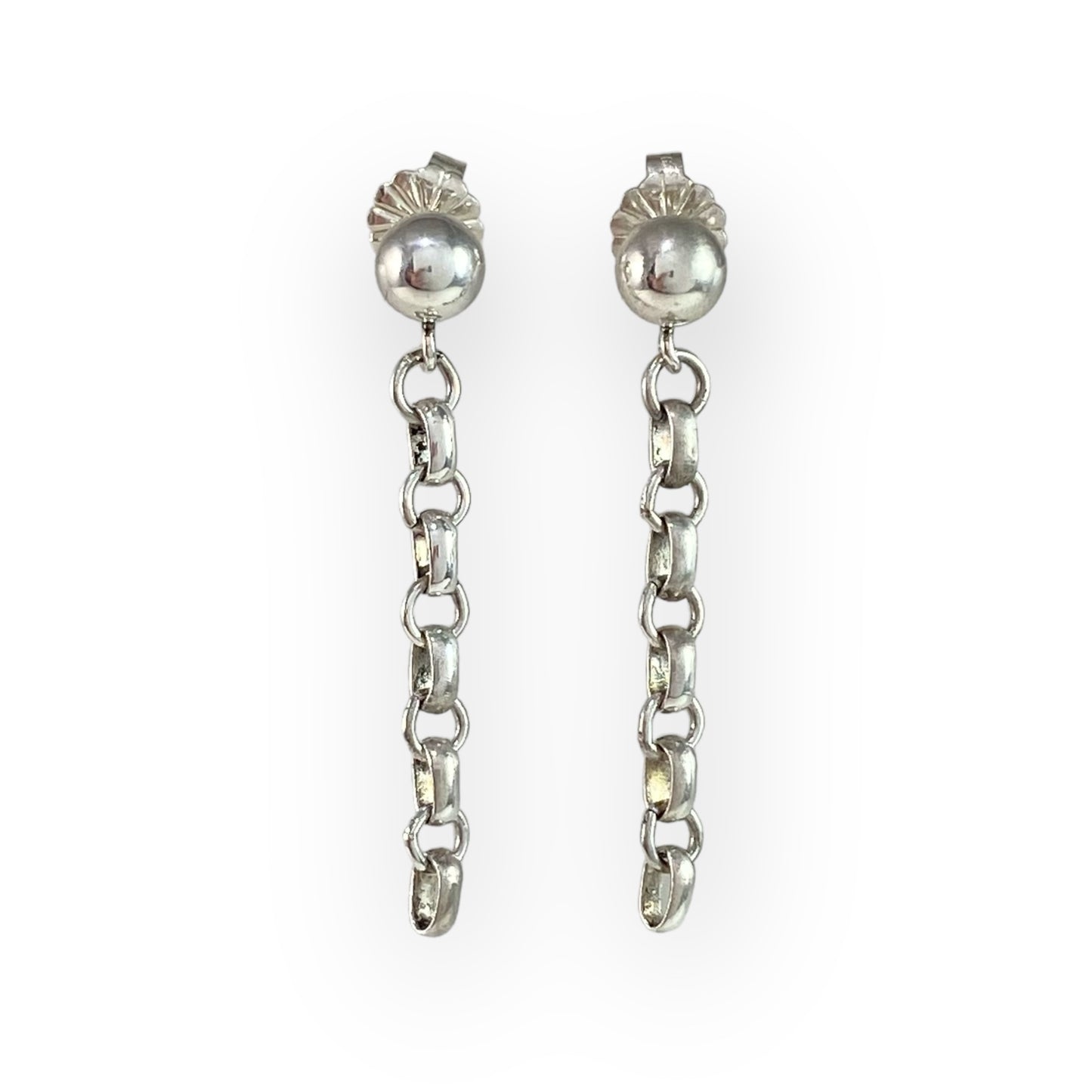 Small Rolo Linked Chain Ball Post Earrings