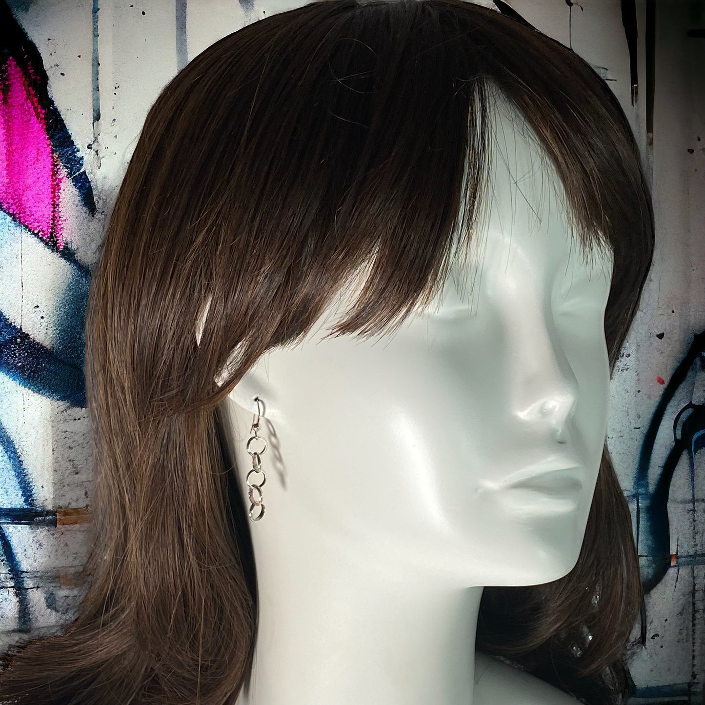 Open Circle Linked Chain Wire Earrings