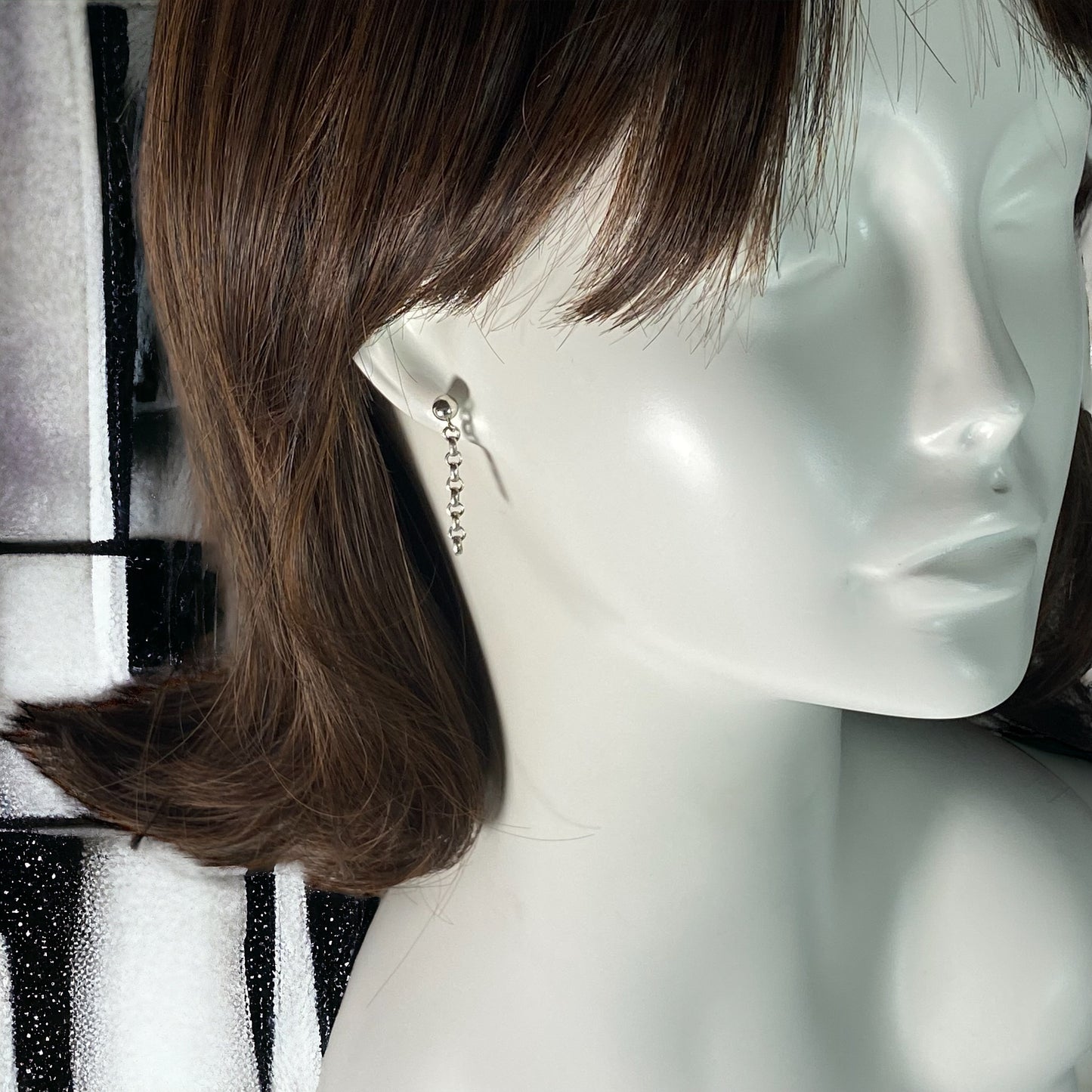 Small Rolo Linked Chain Ball Post Earrings