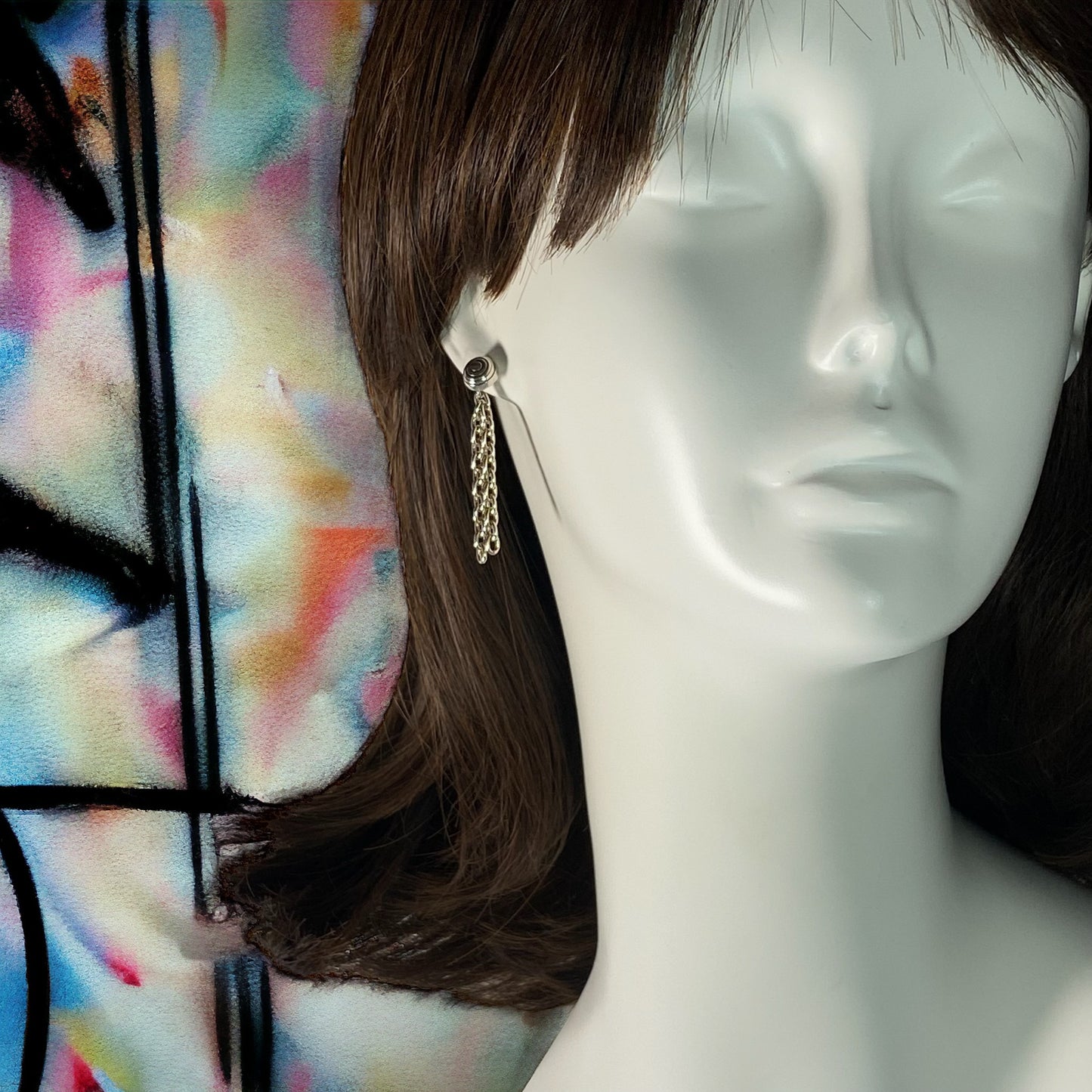 Double Chain Link Spiral Post Earrings