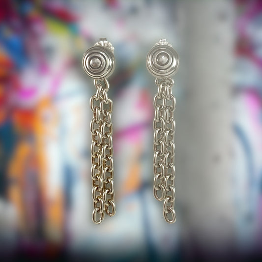 Double Chain Link Spiral Post Earrings
