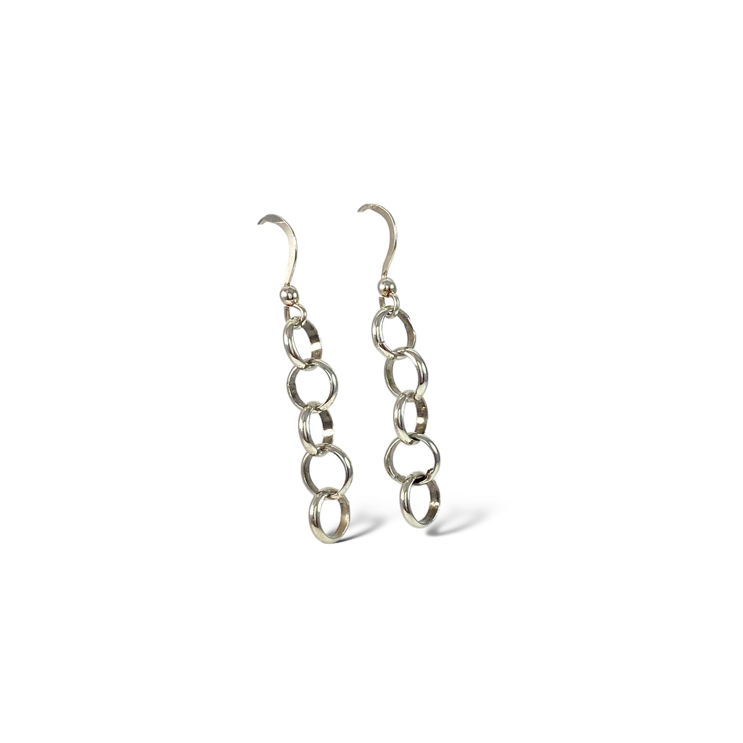 Open Circle Linked Chain Wire Earrings