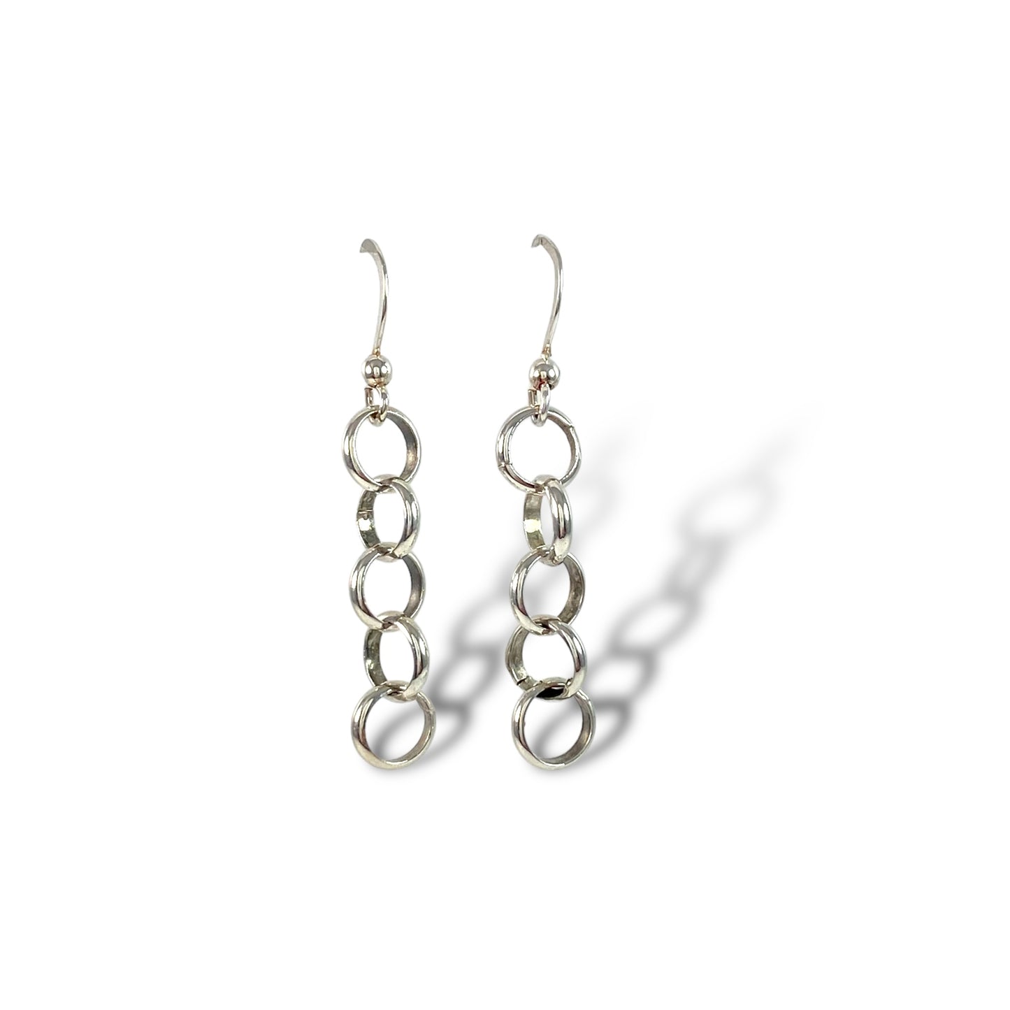 Open Circle Linked Chain Wire Earrings