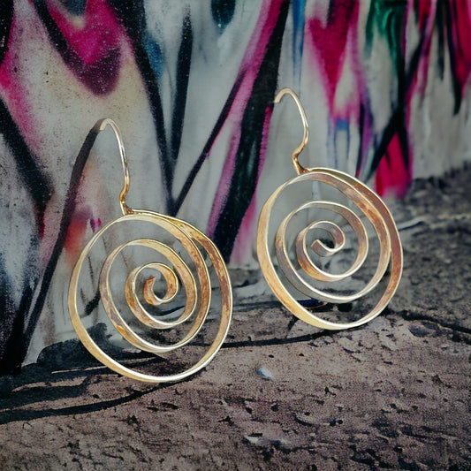 Large Spiral Metal Earrings