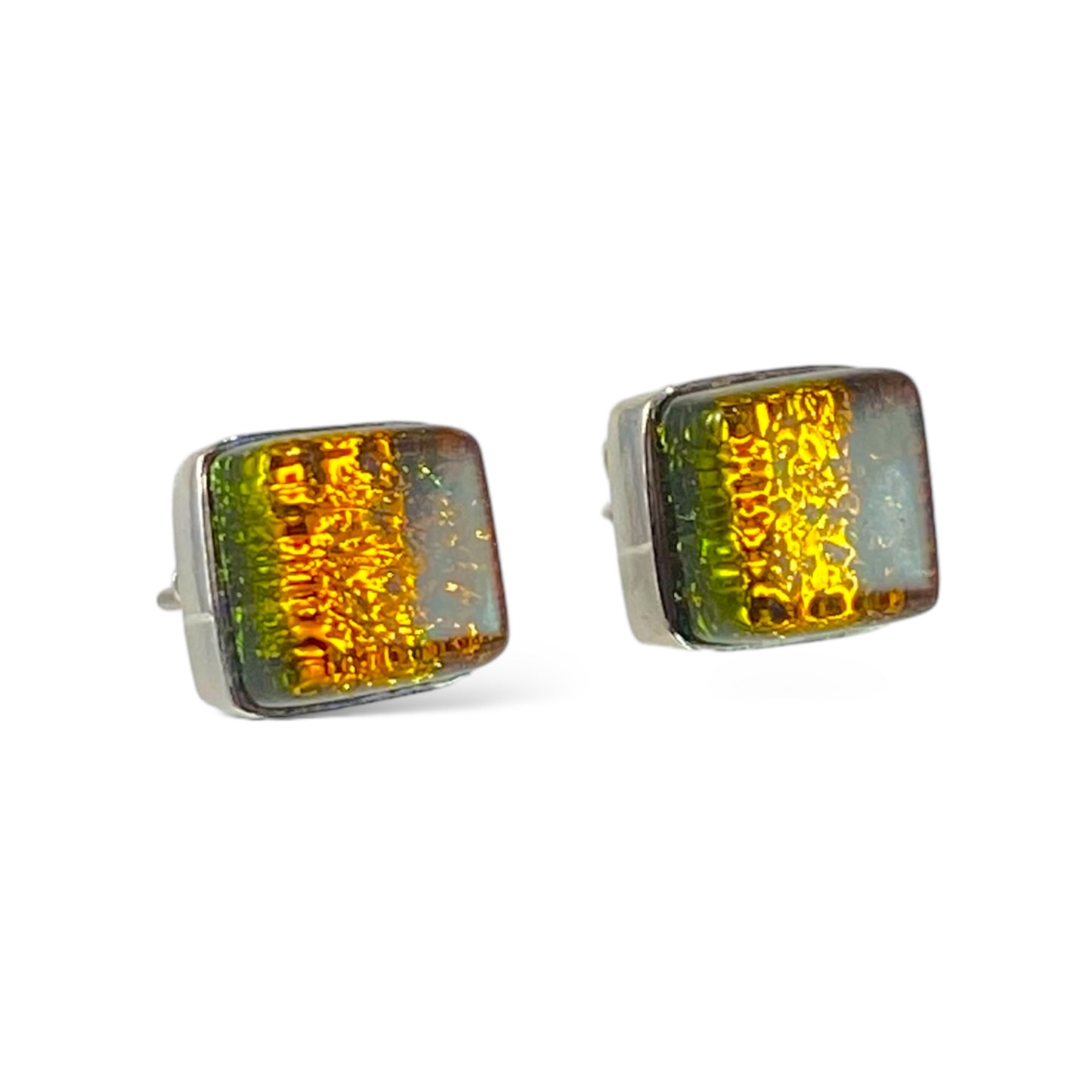 Square Post Earrings in Amber