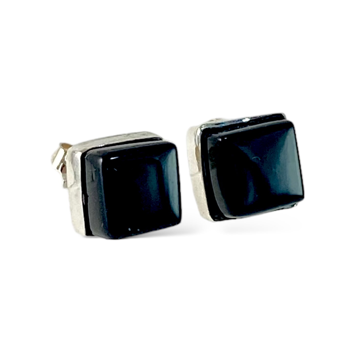 Square Post Earrings in Black