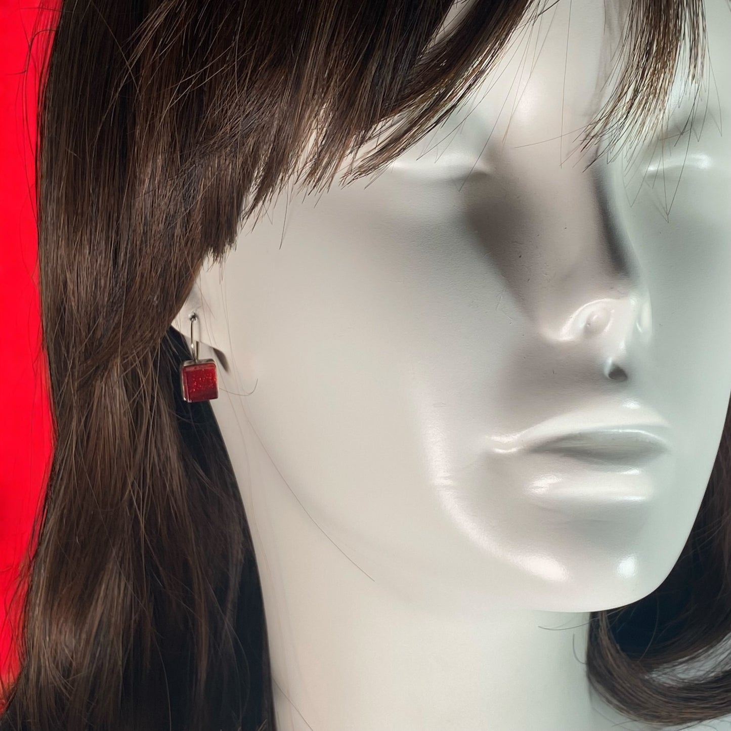 Square Earrings in Cherry