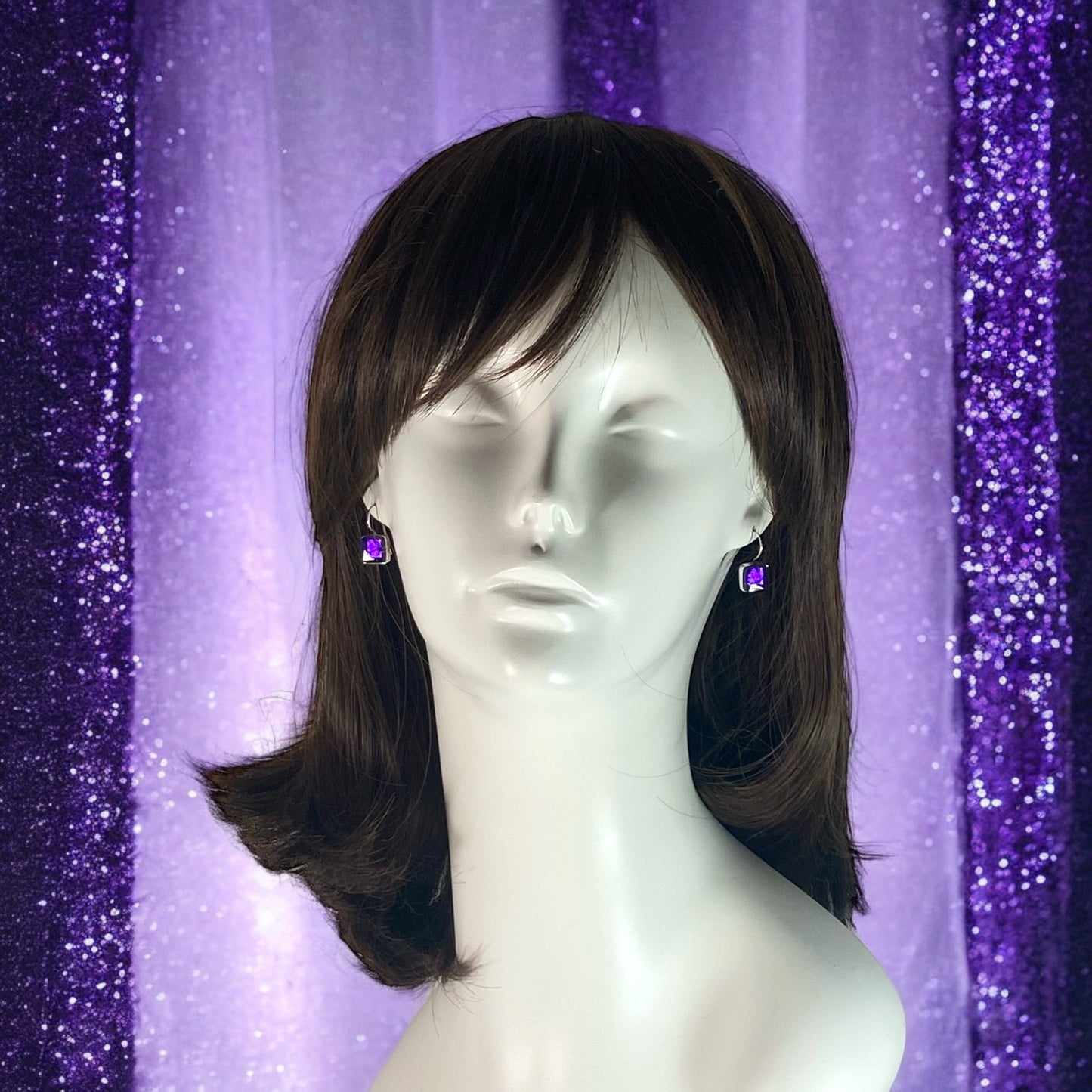 Square Earrings in Grape