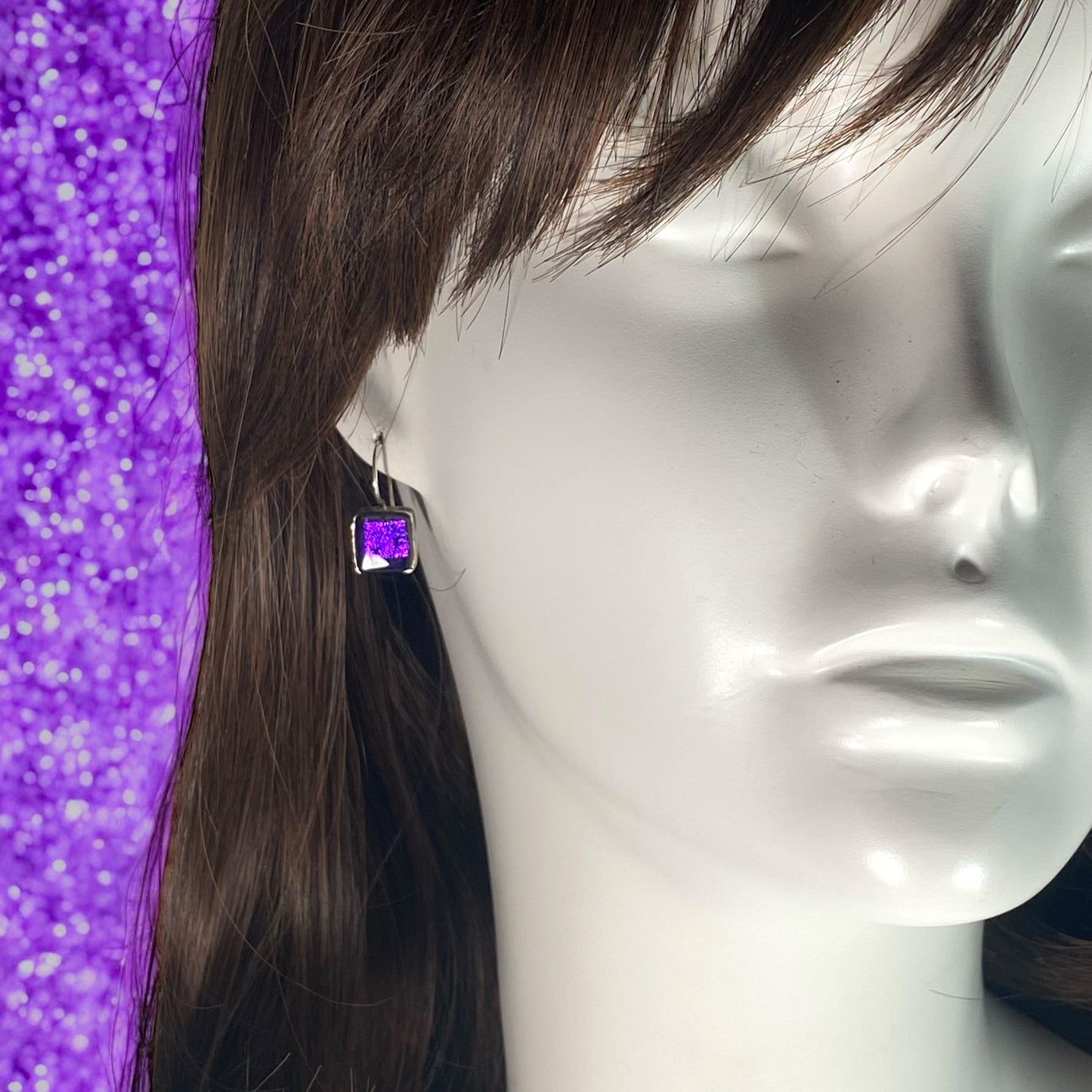Square Earrings in Grape